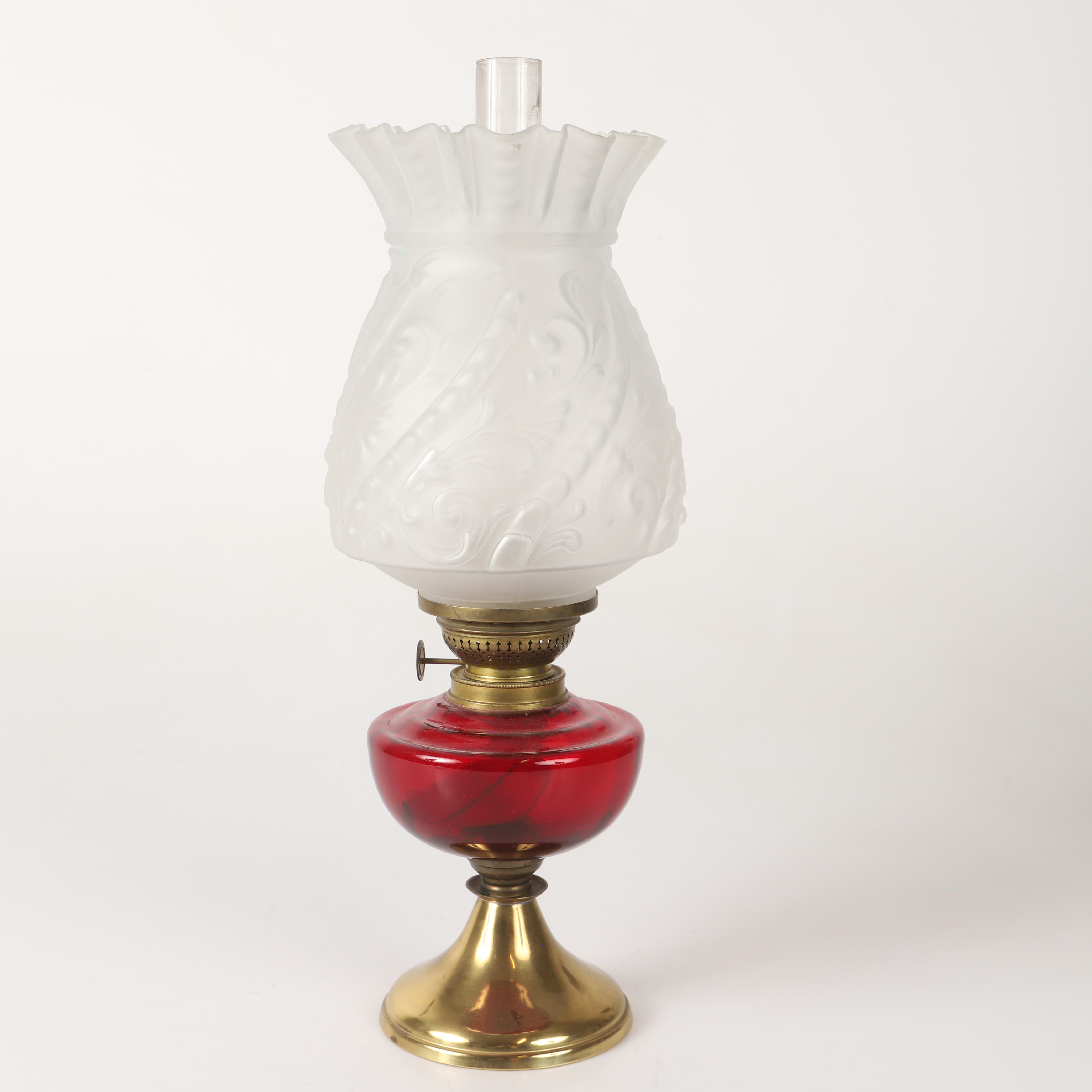 BORDSFOTOGENLAMPA, glas/mässing, 1800/1900-tal.