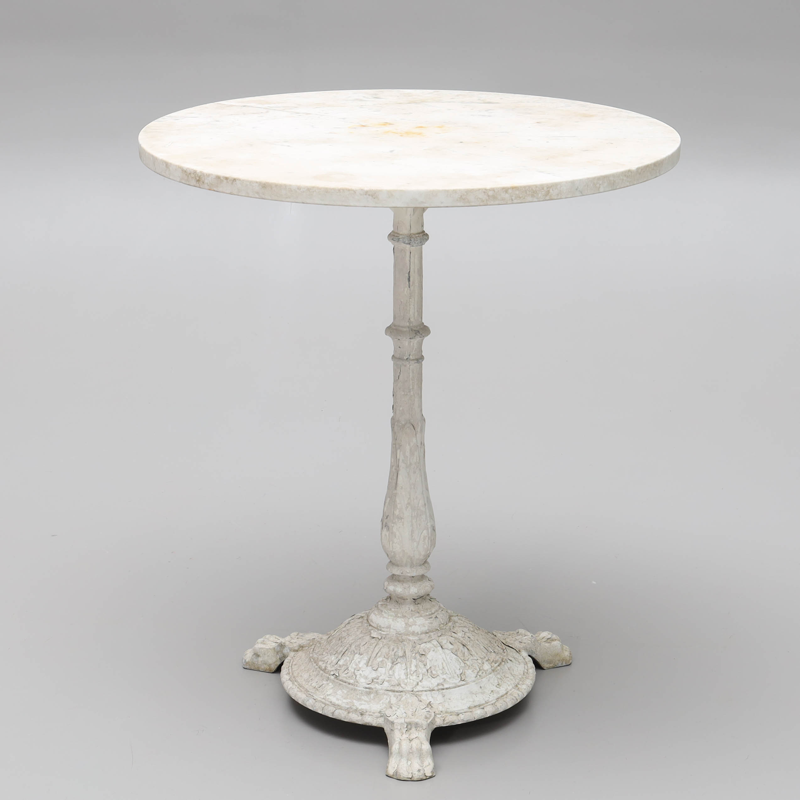 CAFÉBORD/TRÄDGÅRDSBORD, gjuten metall, marmorskiva, Byarum Bruk, 1900-talets första hälft.