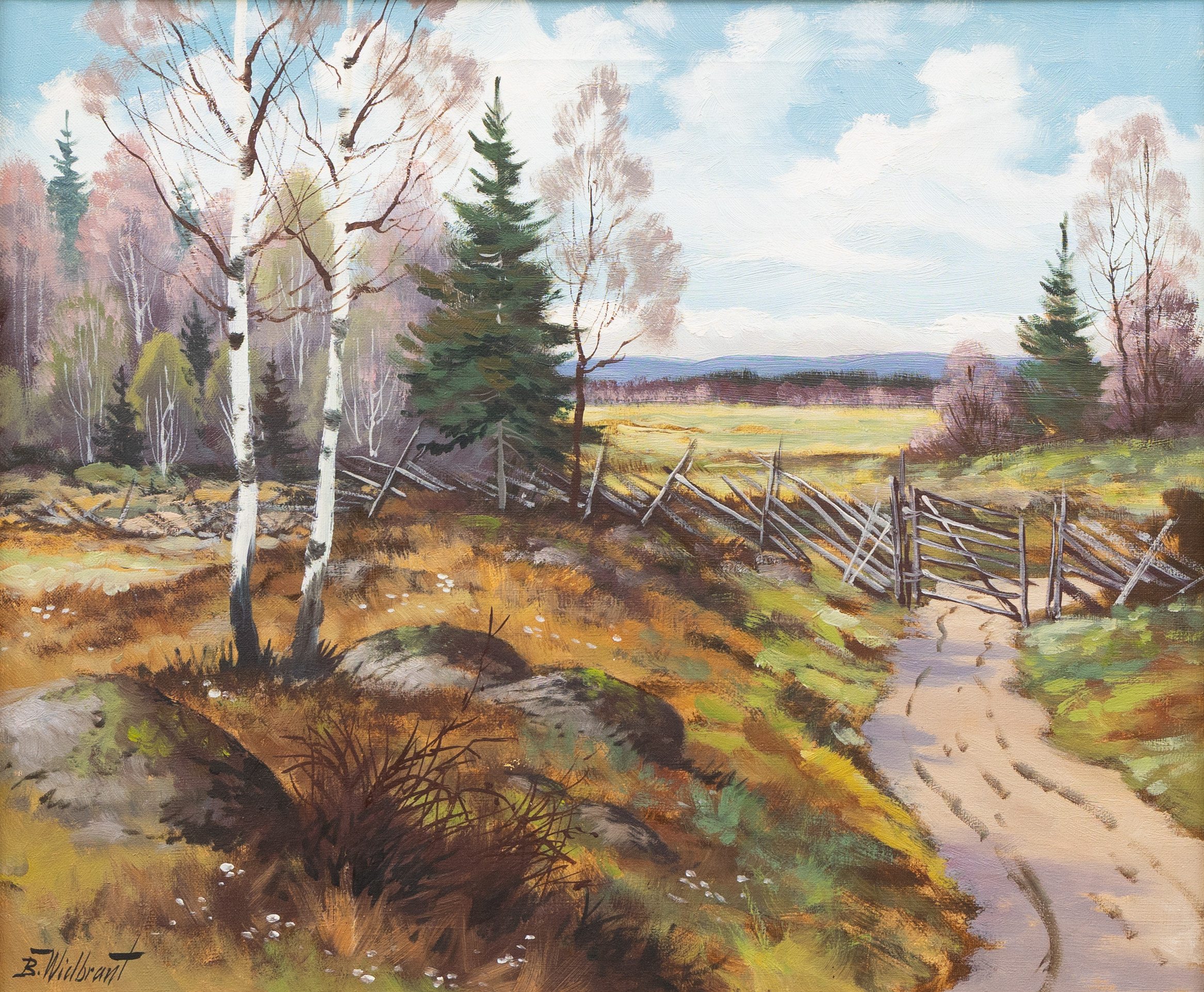 BERTIL WIDBRANT (1914-1989). Grind vid skogsväg, olja på duk, signerad.