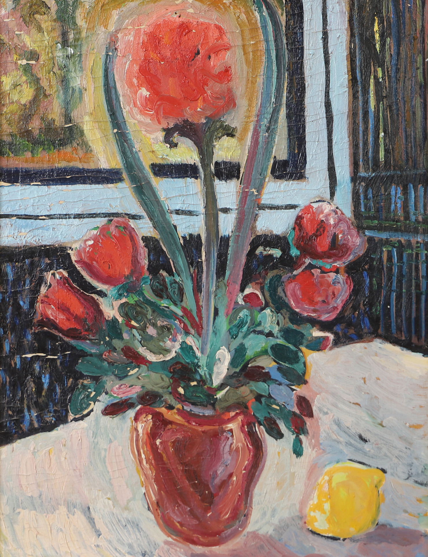 OKÄND KONSTNÄR. Blomsterstilleben, olja på pannå, osignerad.