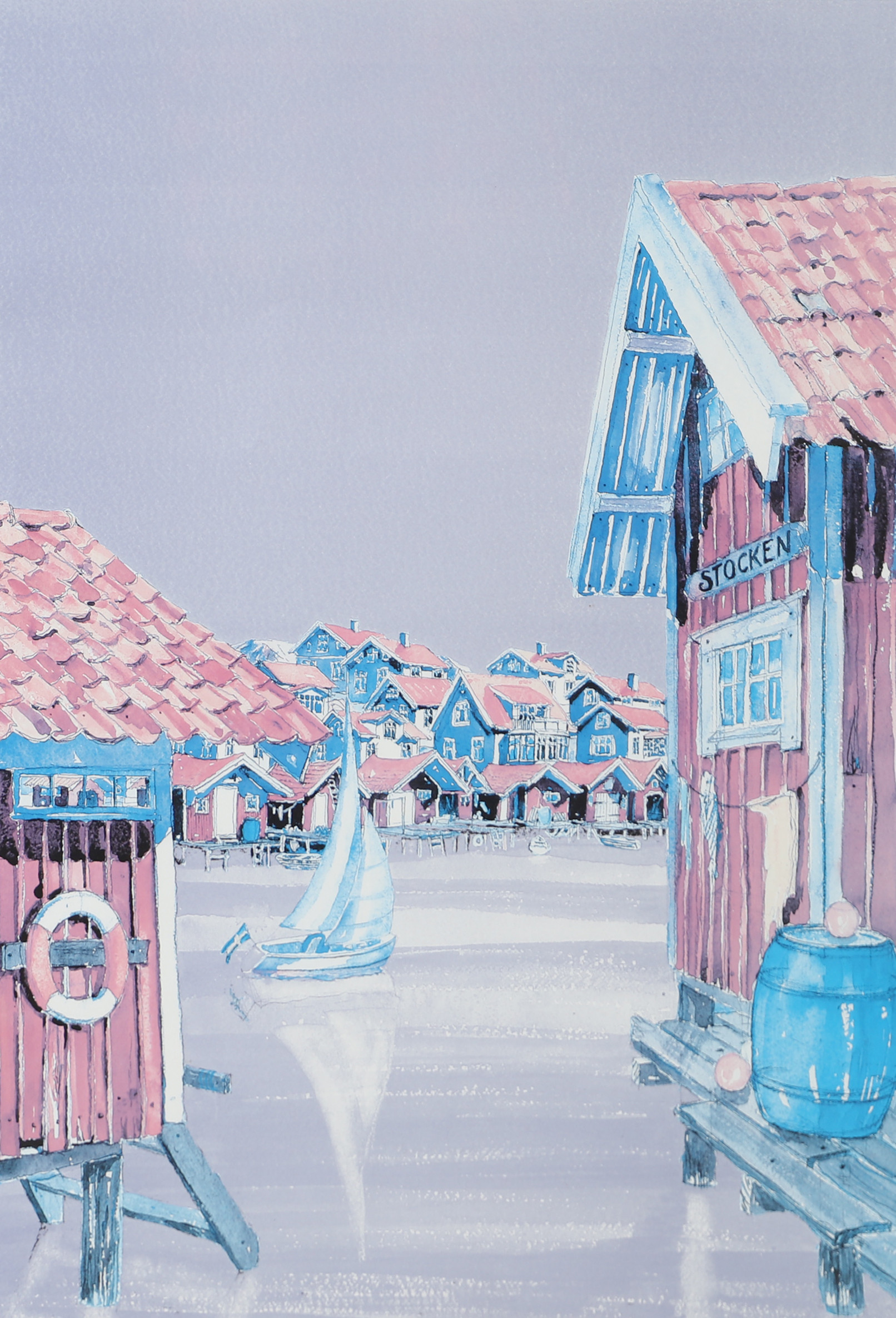 ARIANA RAMHAGE. Motiv från Bohuslän, färglitografi, signerad A Ramhage.