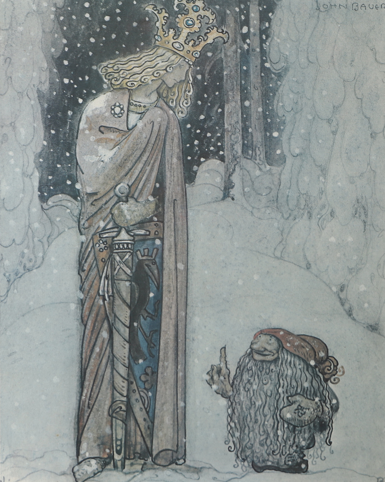 JOHN BAUER. EFTER. "Sagoprinsen", inramat tryck.