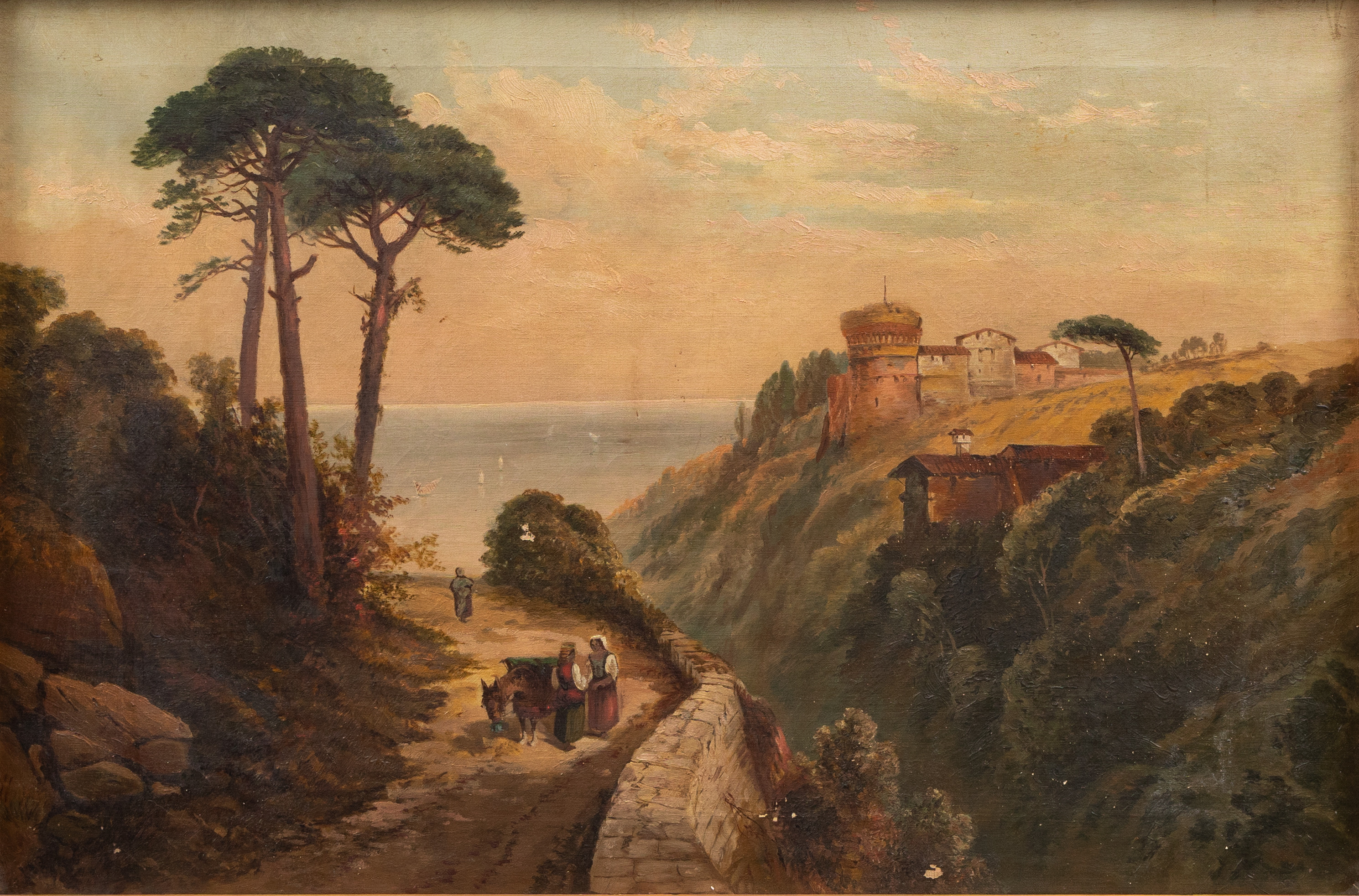 OIDENTIFIERAD KONSTNÄR. Kustlandskap, troligen Frankrike, olja på duk, otydligt signerad.