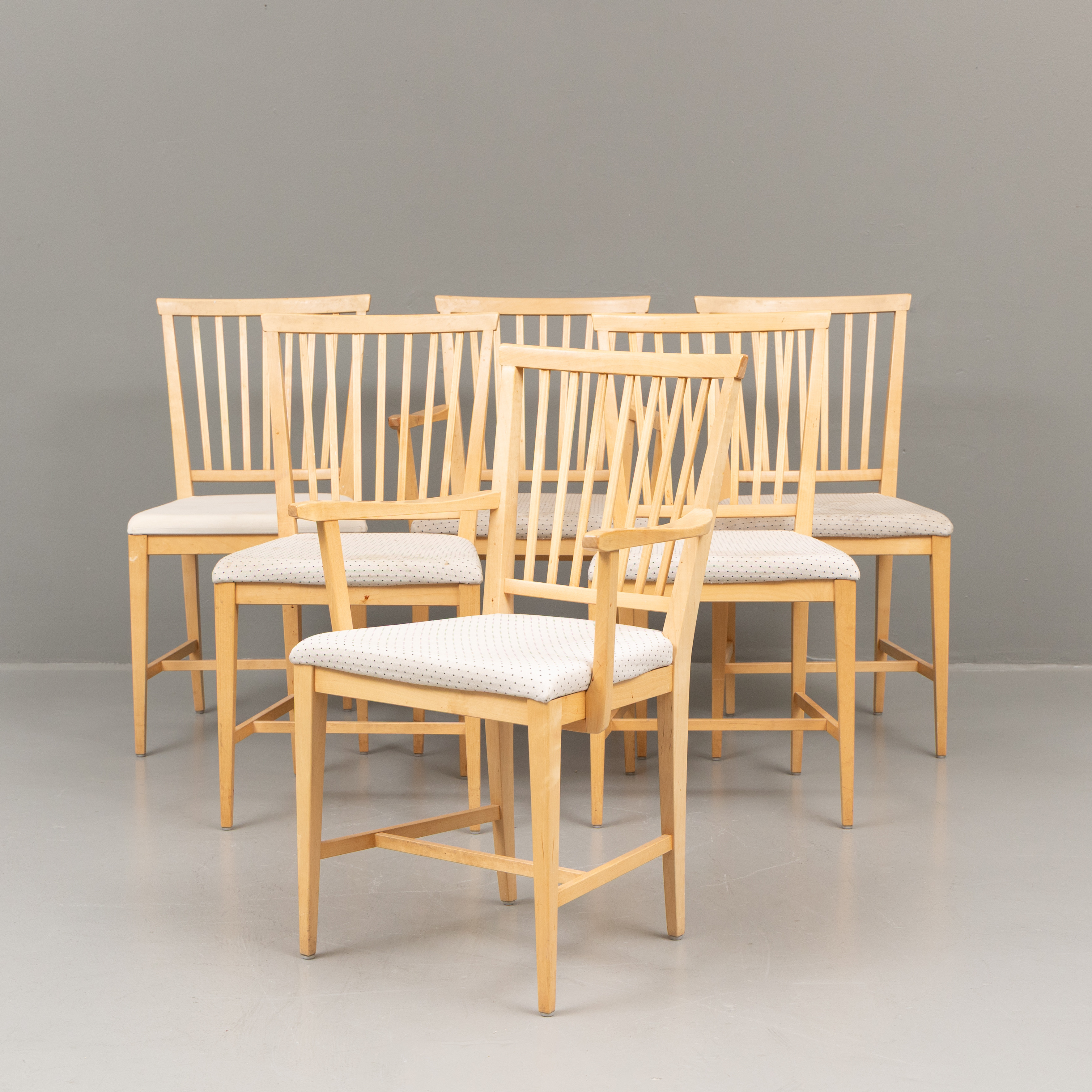 CARL MALMSTEN. Stolar "Vardags", 6 st, björk, Stolab.