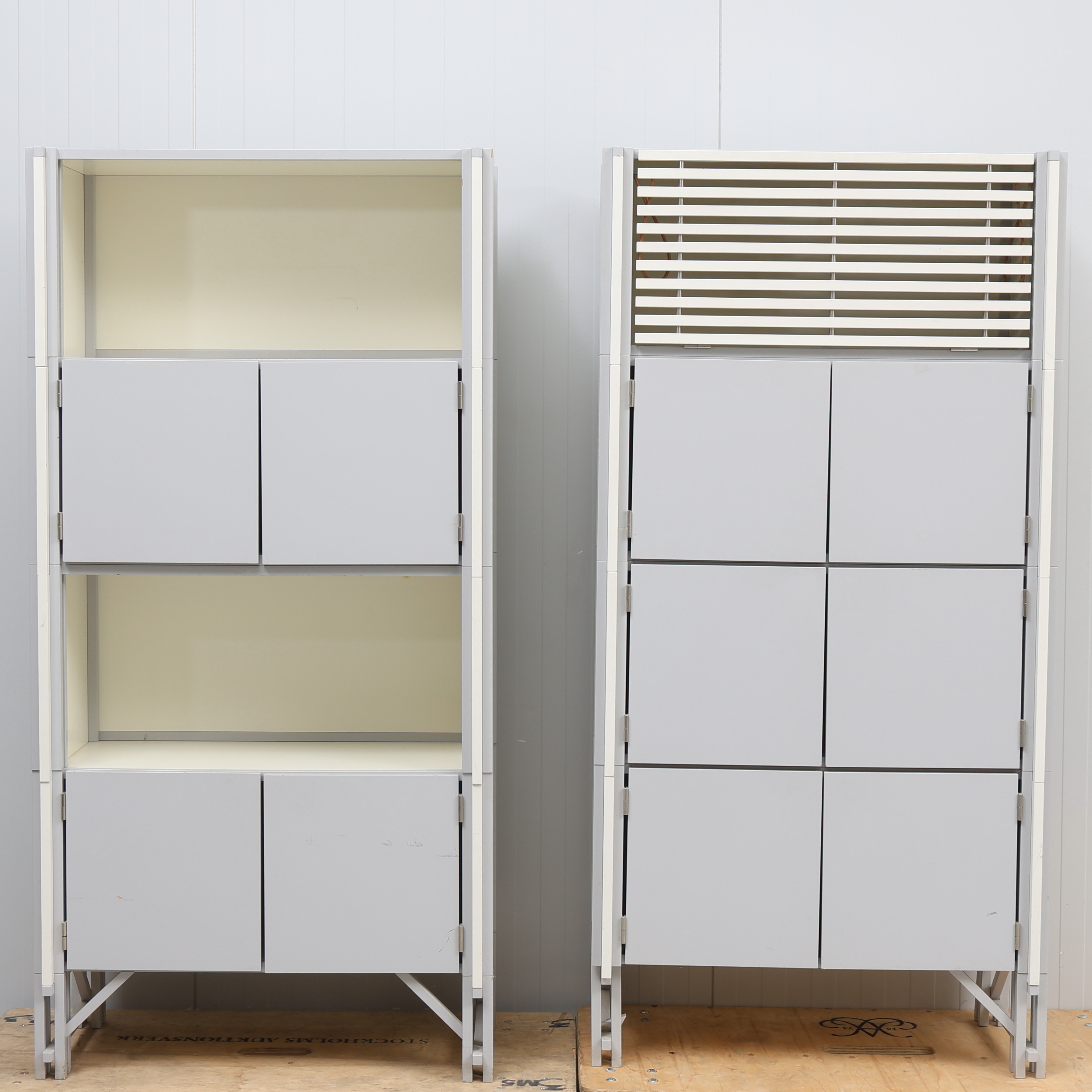 STEFAN BOFELDT. Arkitekthylla/skåp, 2 st, Karl Andersson, 1980-tal.