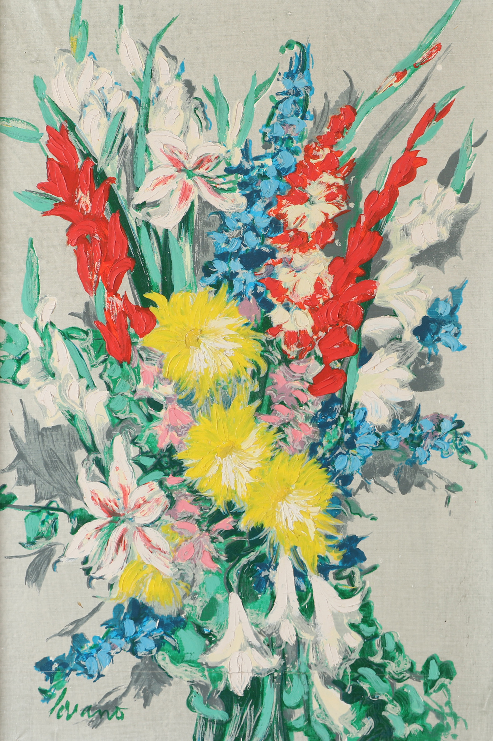 JOSEP MIQUEL SERRANO. Blommor, olja på duk, signerad Serrano.