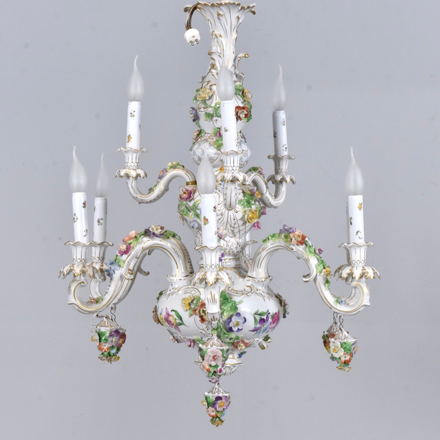 LJUSKRONA, porslin, rokokostil, Dresden, 1900-talets mitt.