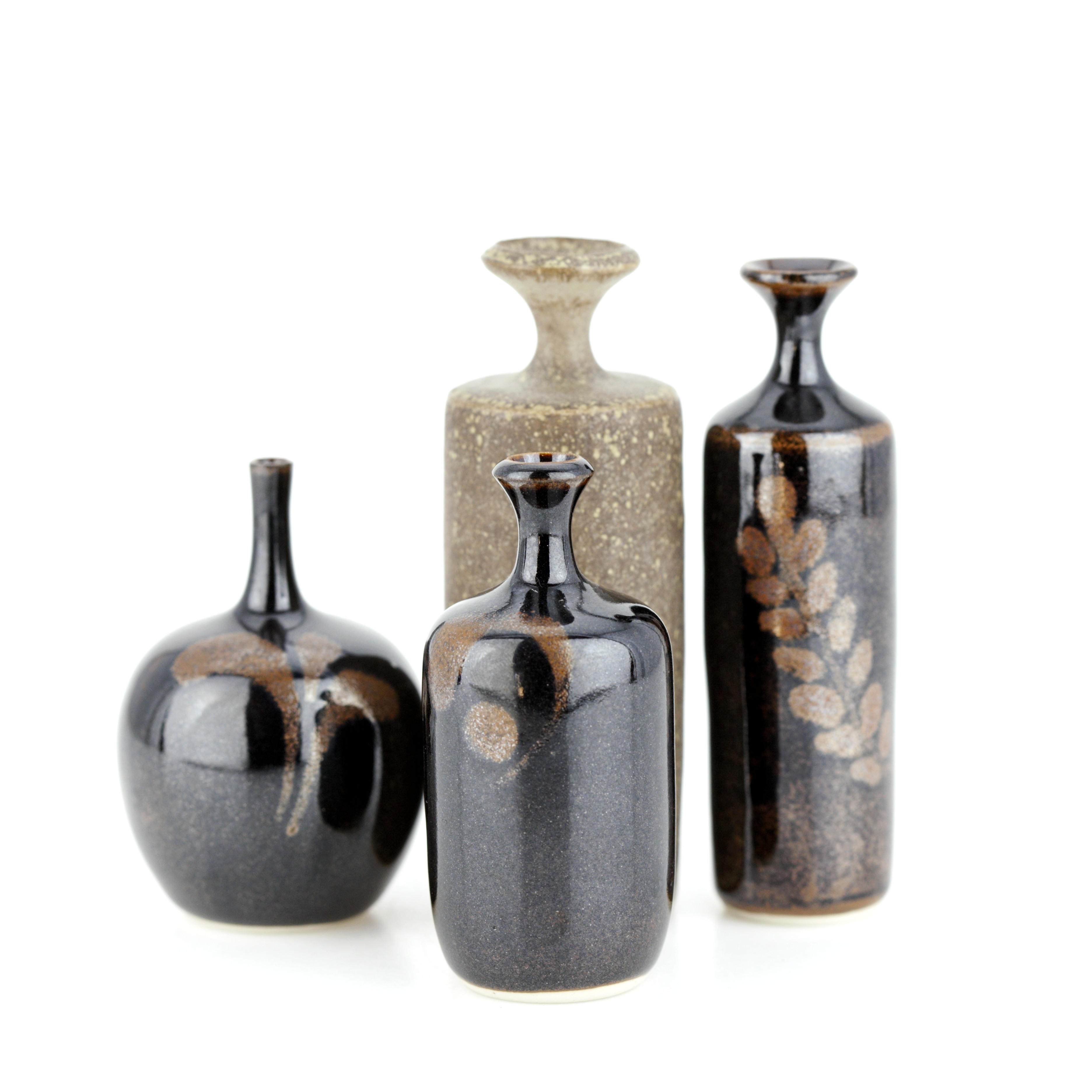 ROLF PALM. Miniatyrer, 4 delar, glaserat stengods, signerade, Mölle.