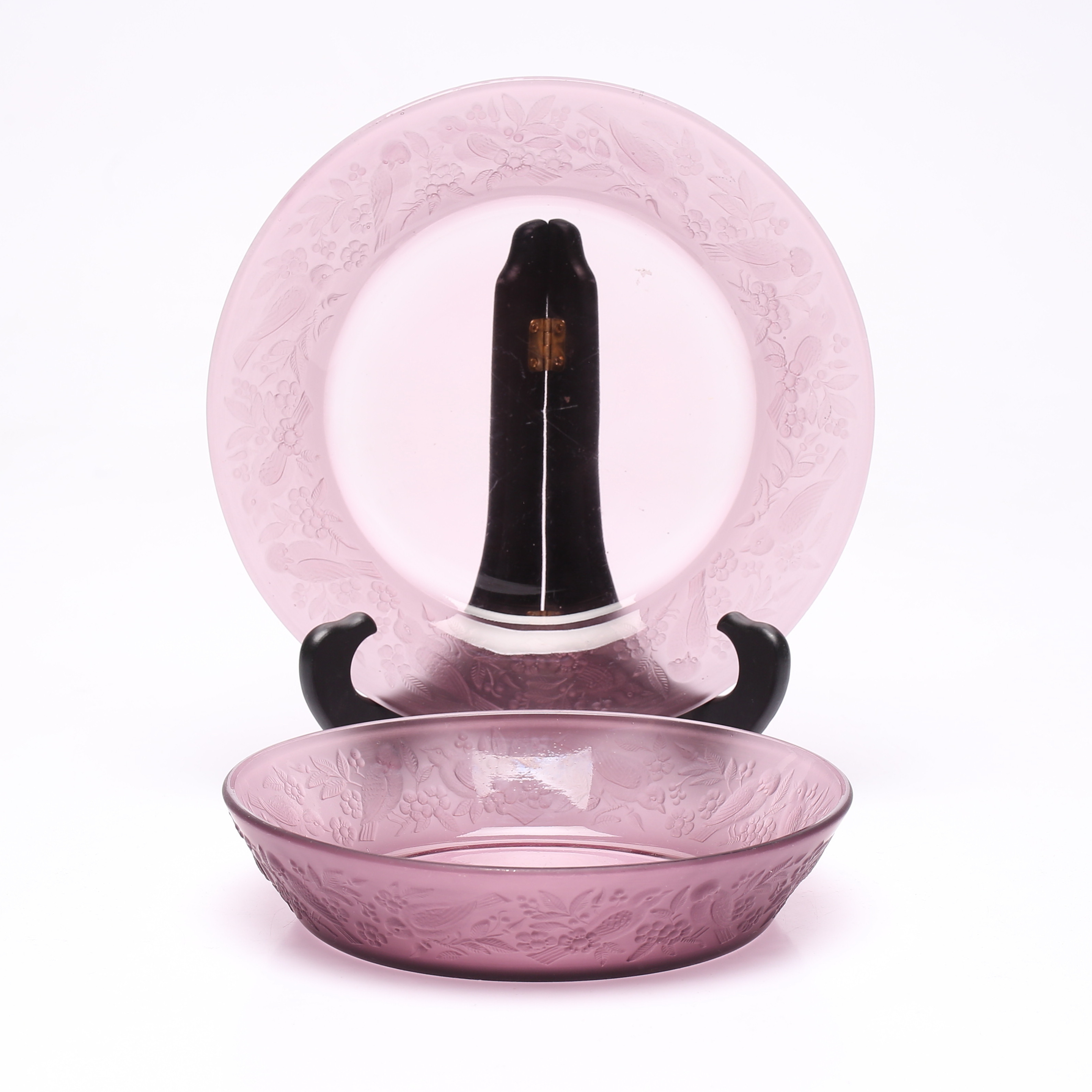 JULES HENRI VENON (1871-1937). skål med fat, glas, Pukeberg, 1920/30-tal.