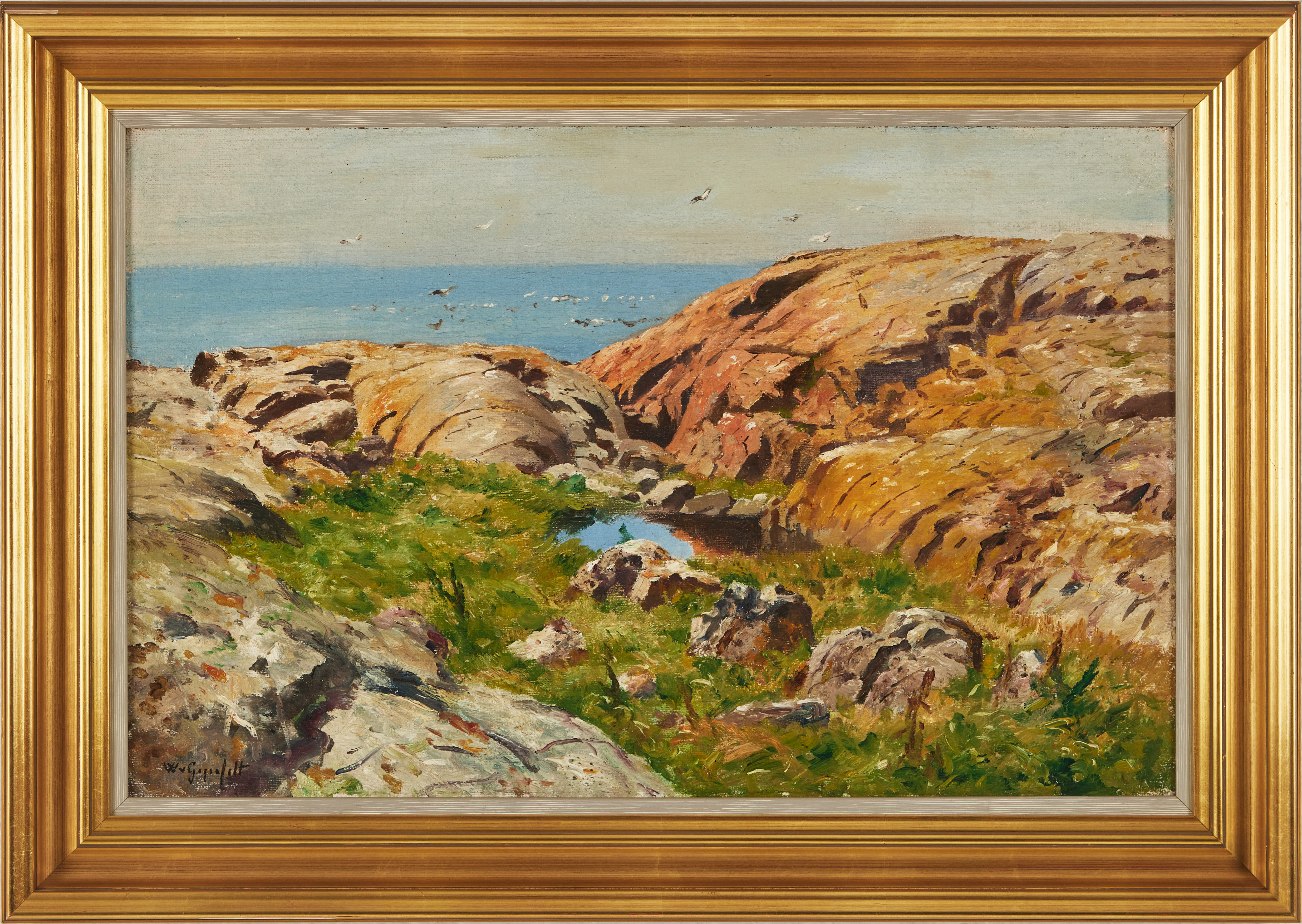 WILHELM VON GEGERFELT. marint landskap, olja på duk, signerad.