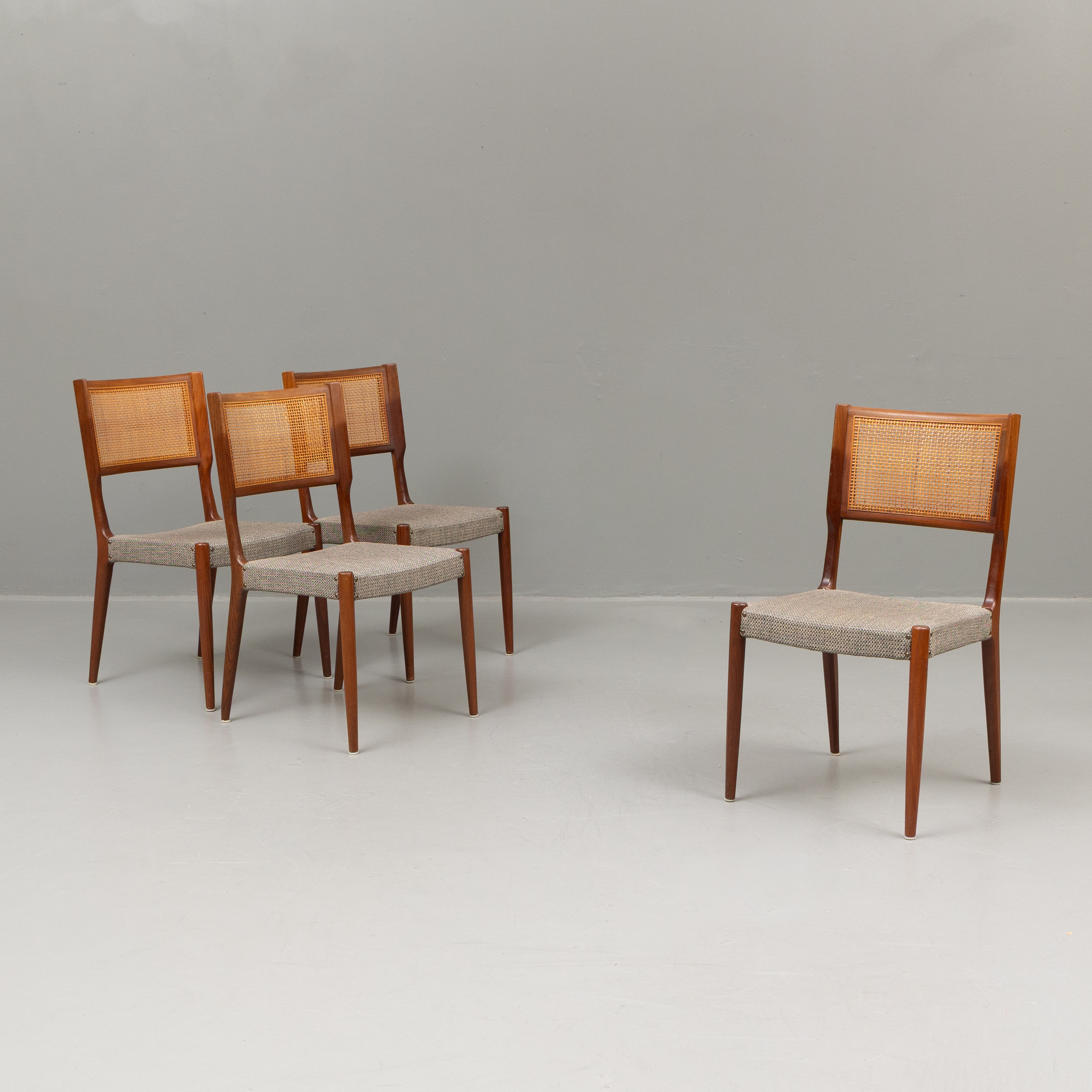 STOLAR, 4 st, teak och rotting, möjligen Skaraborgs Möbelindustri.