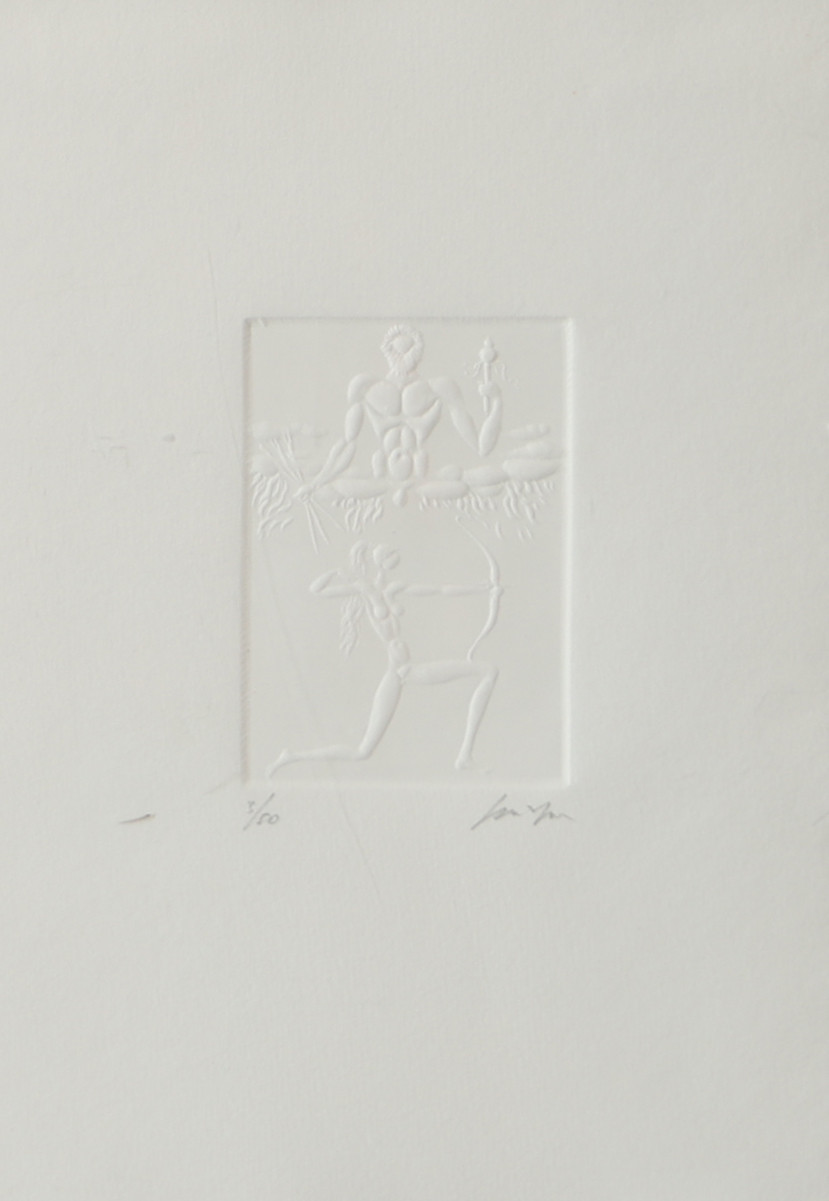 GINO SCARPA. Figurer, reliefgravyr, signerad.