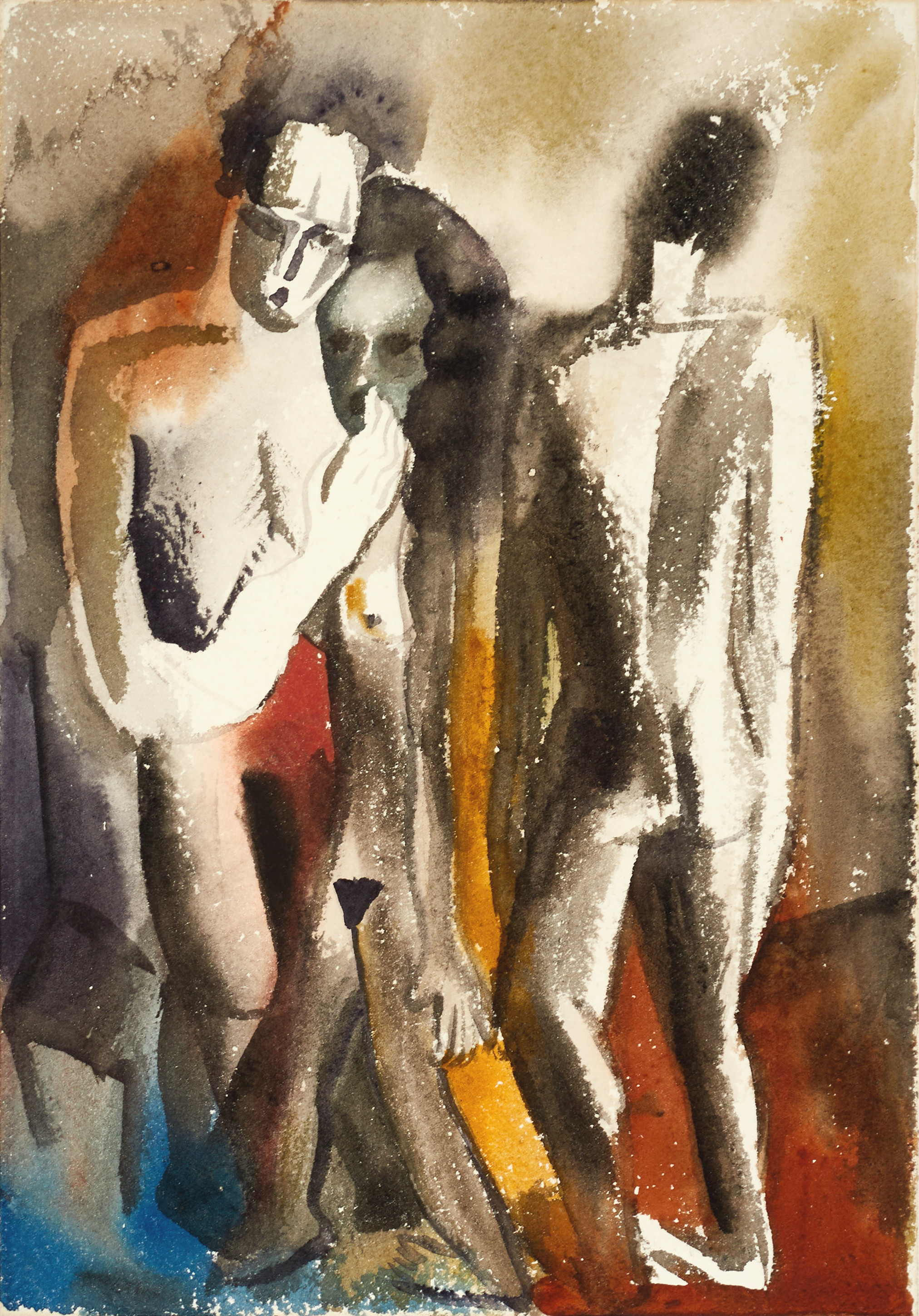 BRITA NORDENCREUTZ (1899-1982), Fauvistisk figurkomposition, 1920-tal, akvarell på papper.