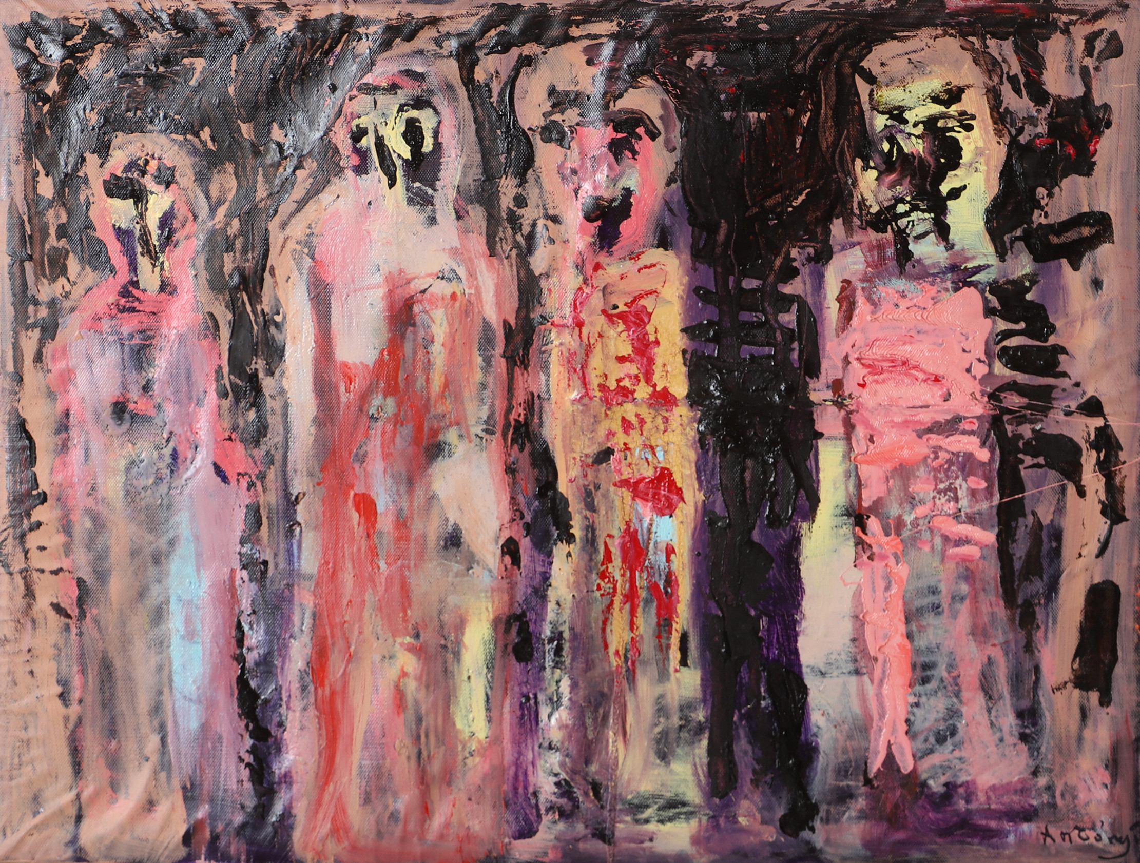 IMRE ANTONYI. Figurer, olja på duk, signerad Antonyi.