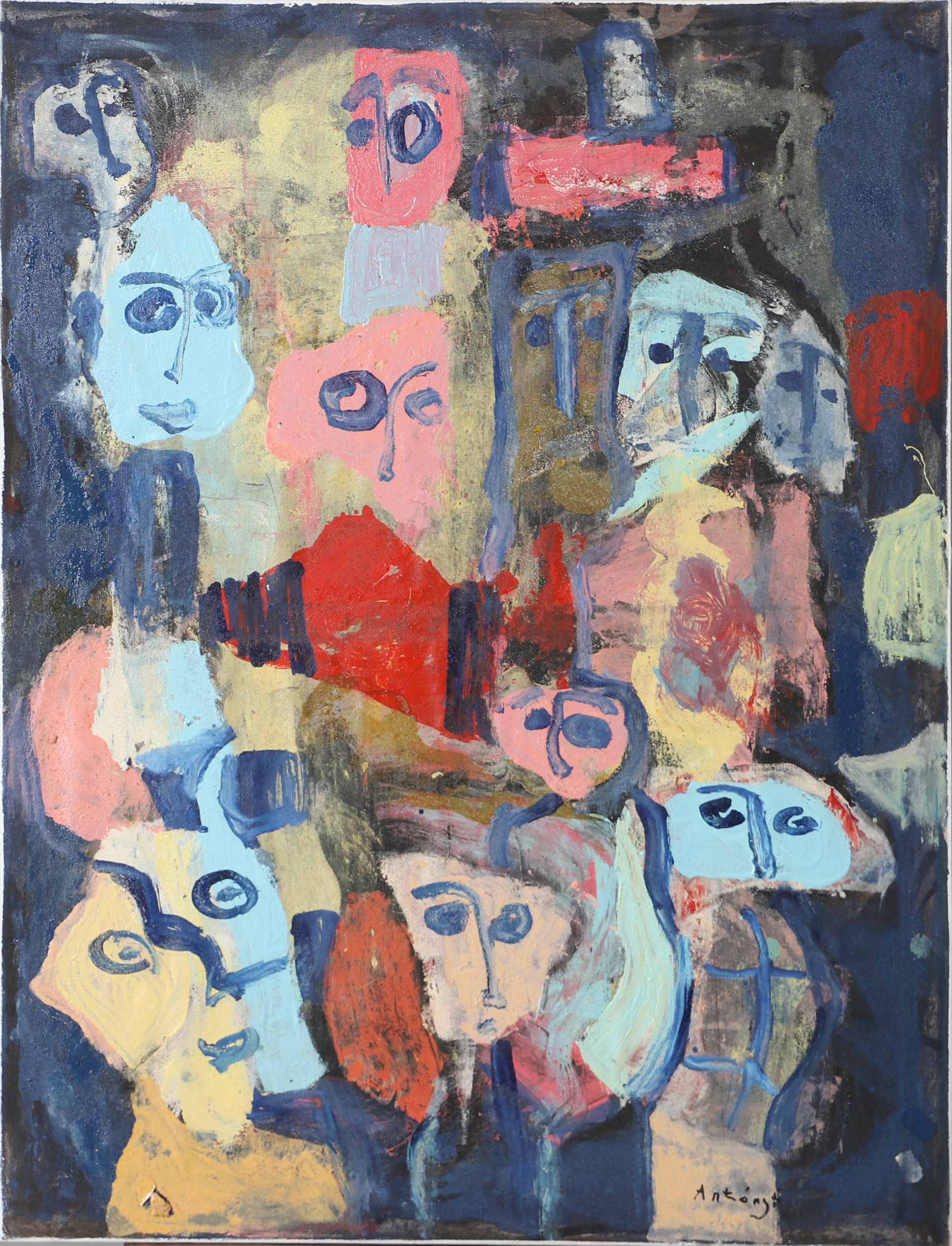 IMRE ANTONYI. Figurer, olja på duk, signerad Antonyi.