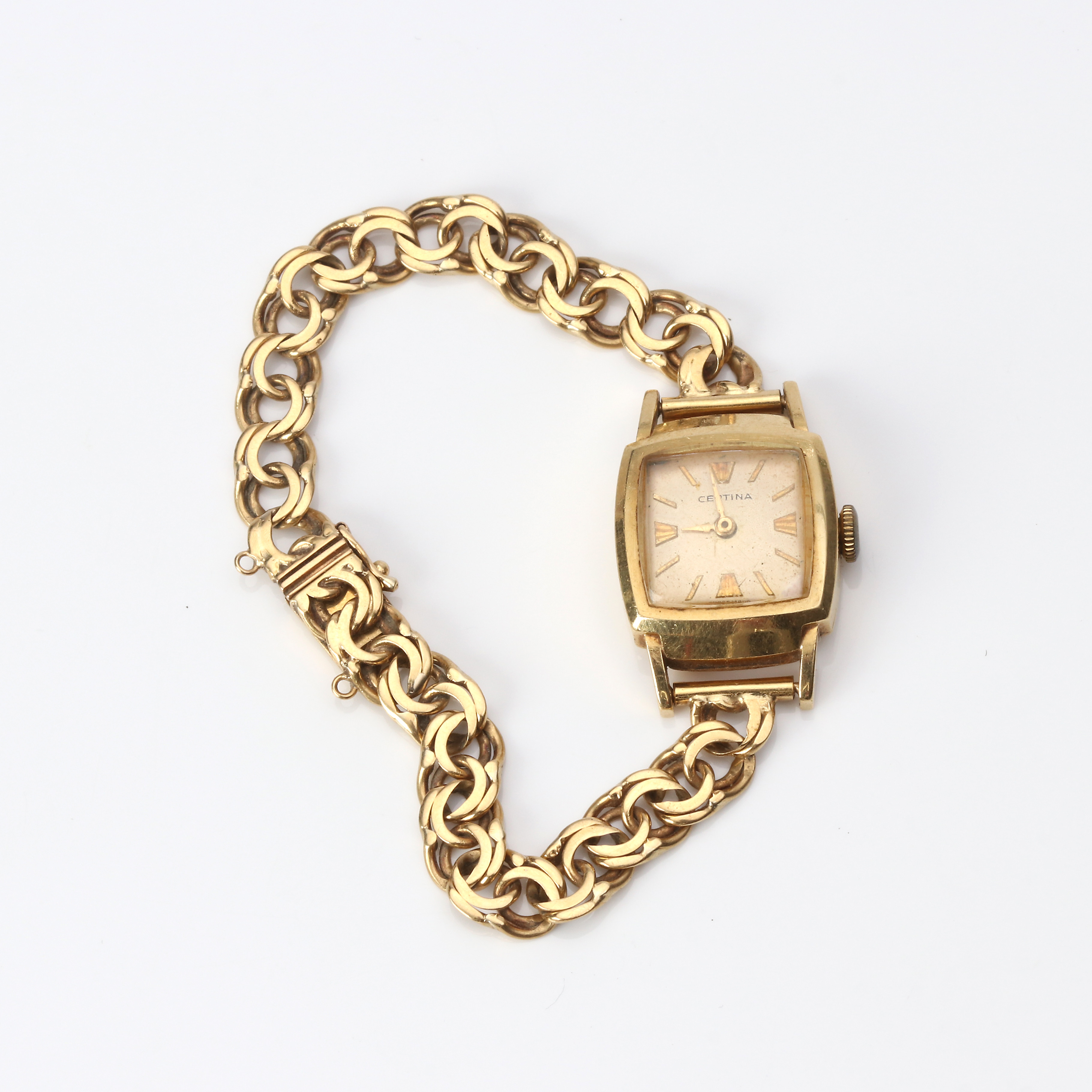 CERTINA, DAMARMBANDSUR. Boett och länk i 18k guld, totalvikt ca 19,3 gram.