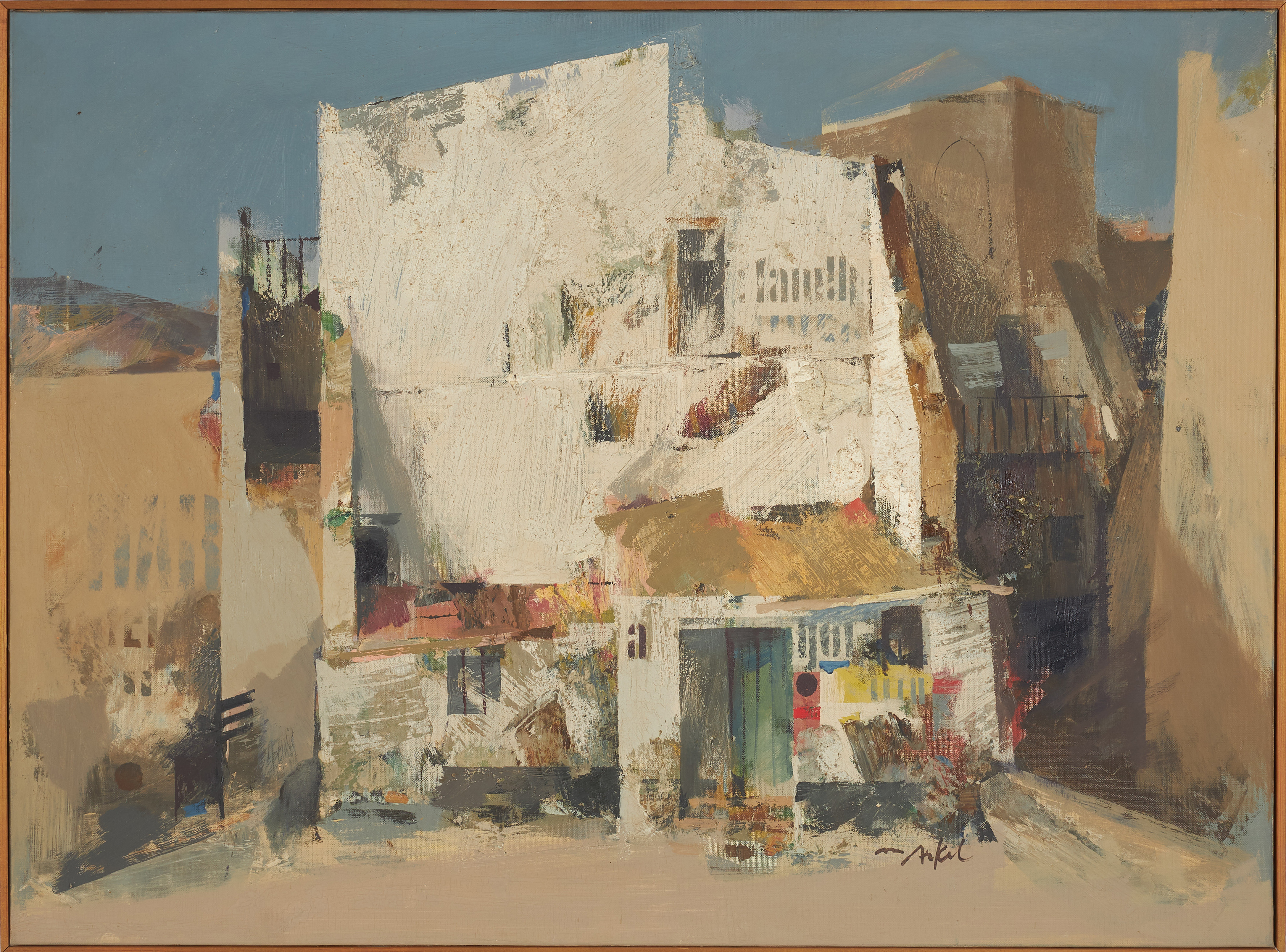 ADRIAN VAN ARKEL. Husfasader, olja på duk, signerad.