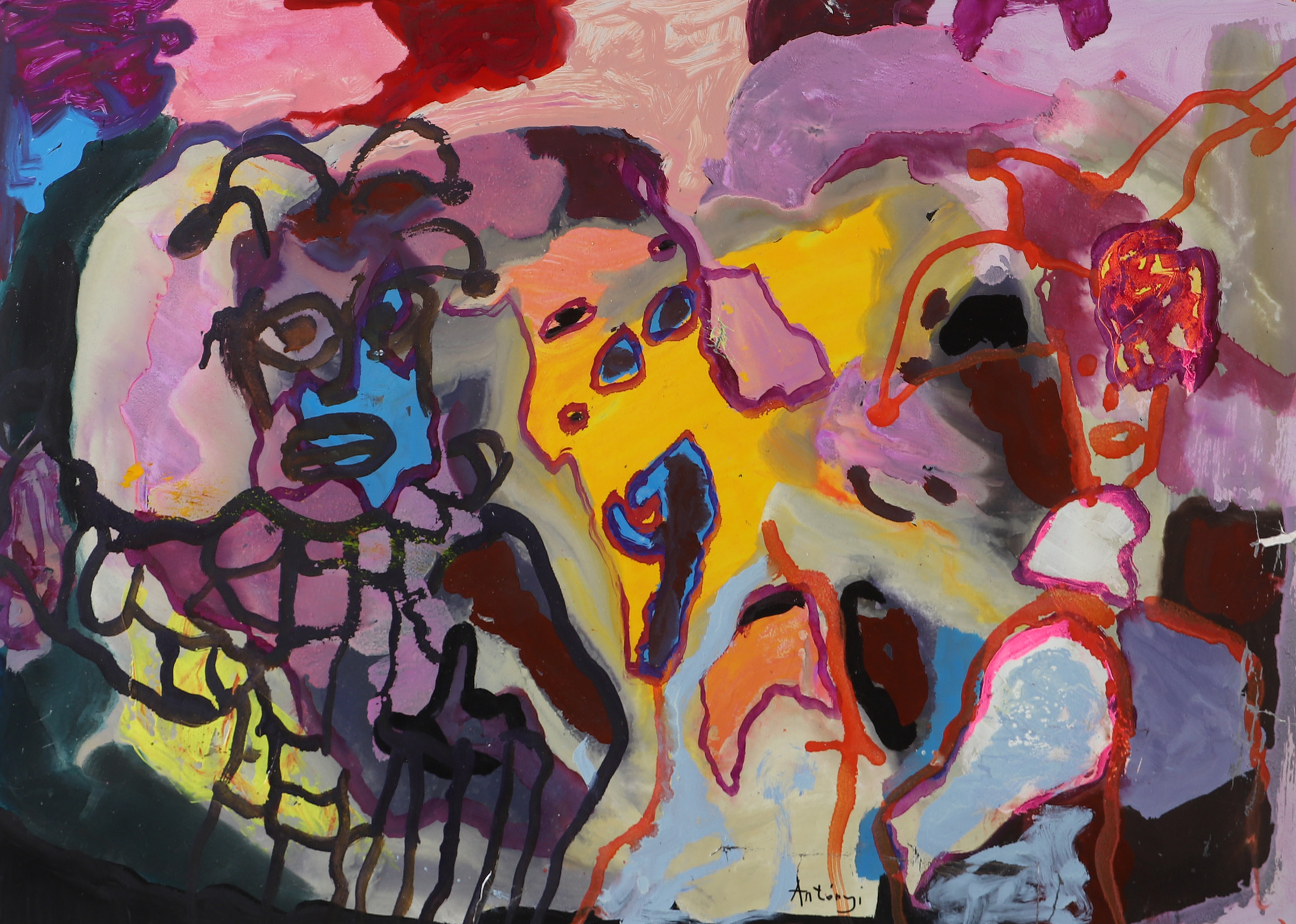 IMRE ANTONYI. Figurer, olja på papp, signerad Antonyi.