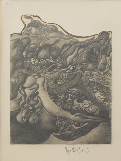 RAGNAR WOLLSCHLÄGER (FÖDD 1944). Komposition, tusch/blyerts, signerad och daterad 1970.