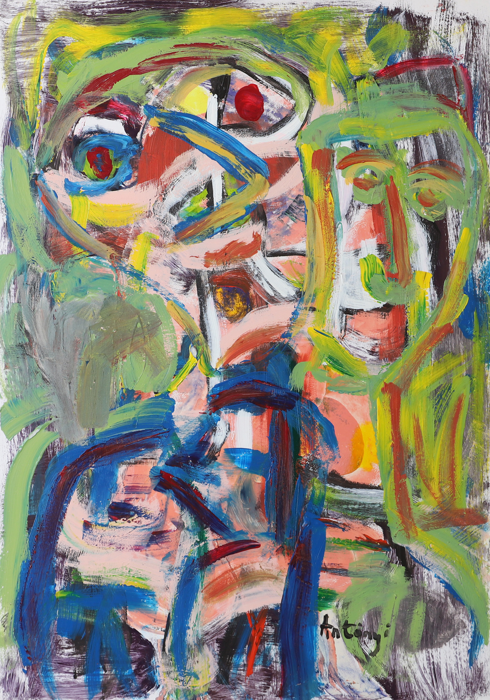 IMRE ANTONYI. Figurer, olja på papp, signerad Antonyi.