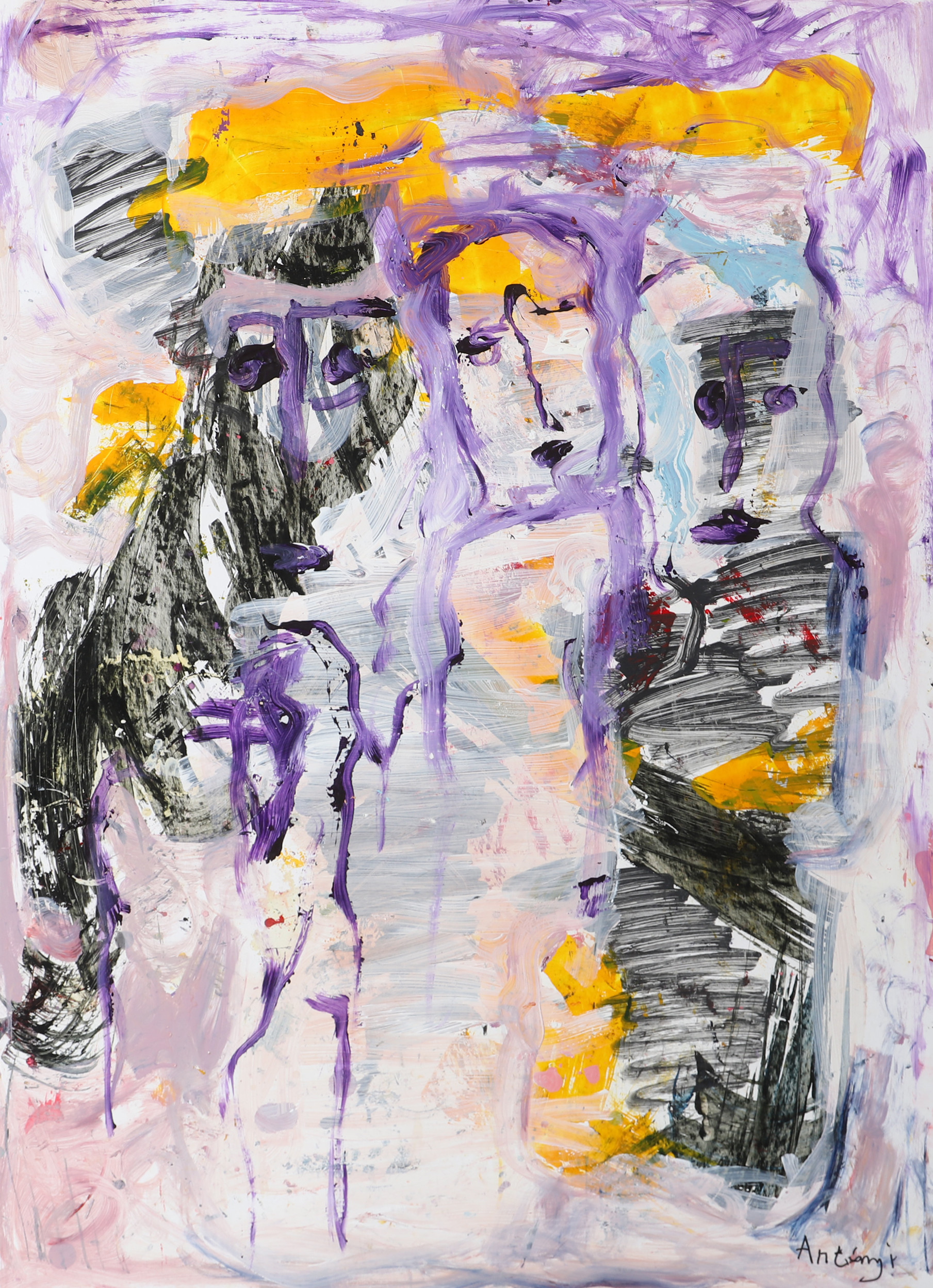 IMRE ANTONYI. Figurer, olja på papp, signerad Antonyi.