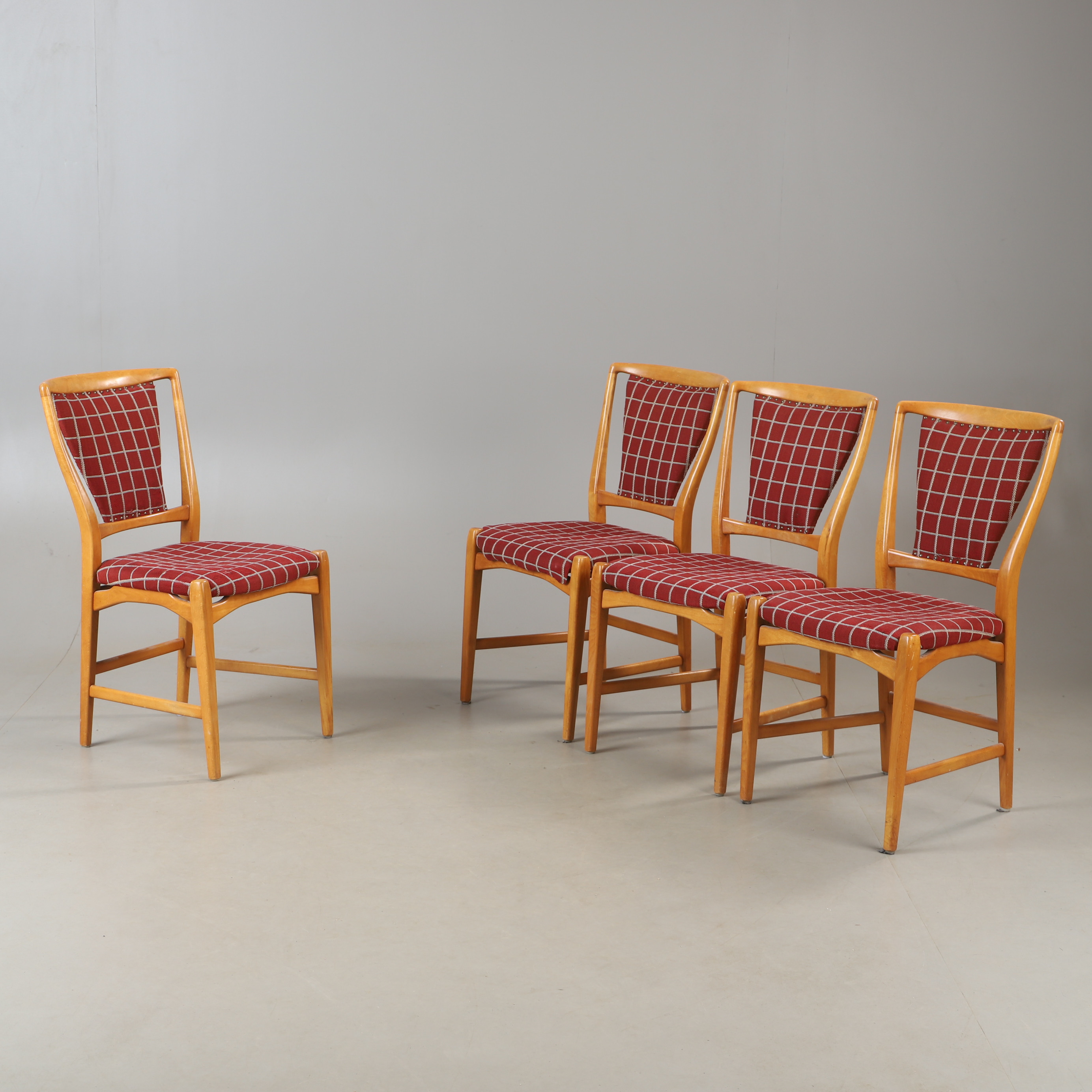 DAVID ROSÉN. Stolar, 4 stycken, "Bangkok", björk, 1900-talets andra hälft.