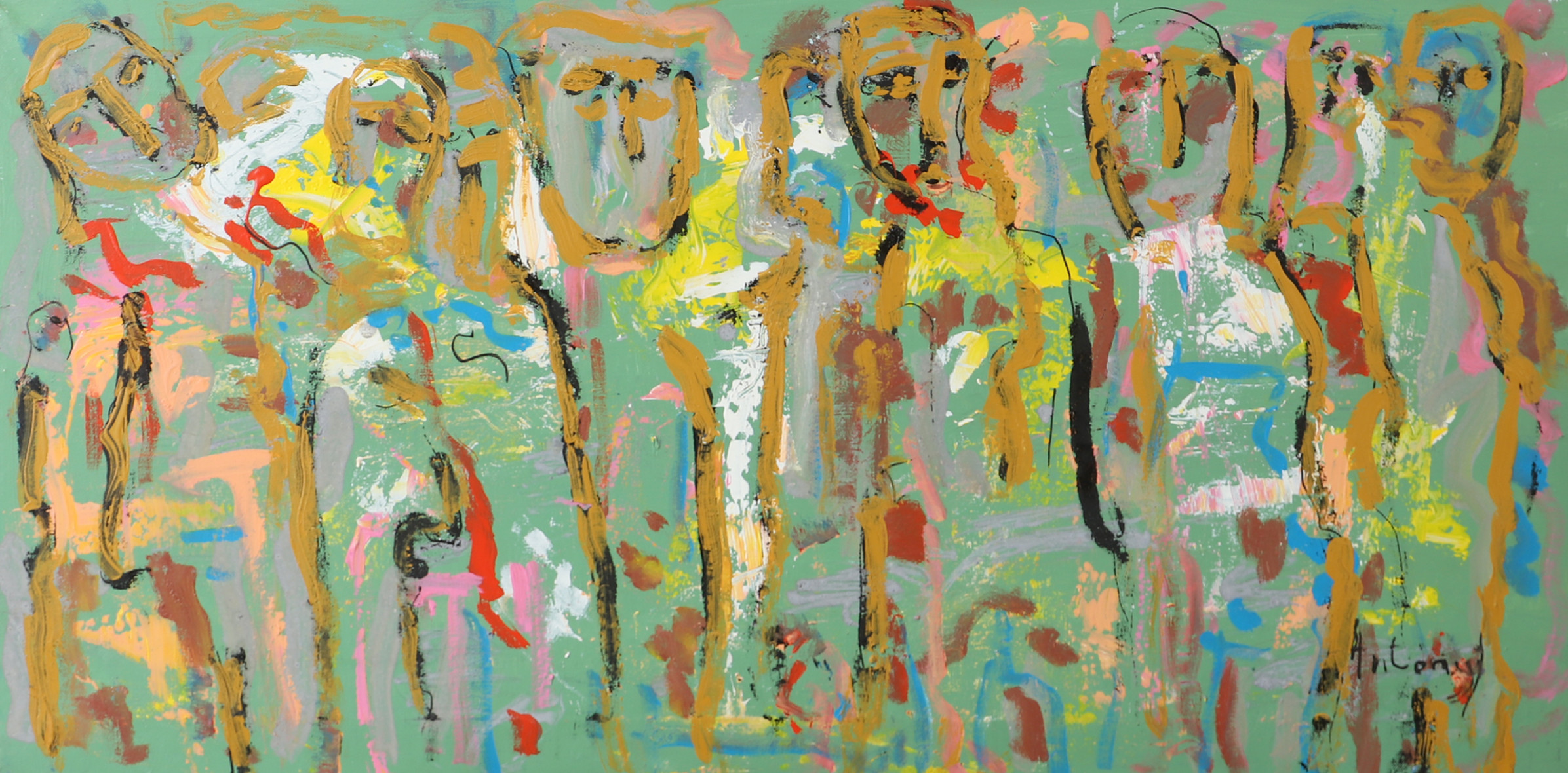 IMRE ANTONYI. Figurer, olja på duk, signerad Antonyi.