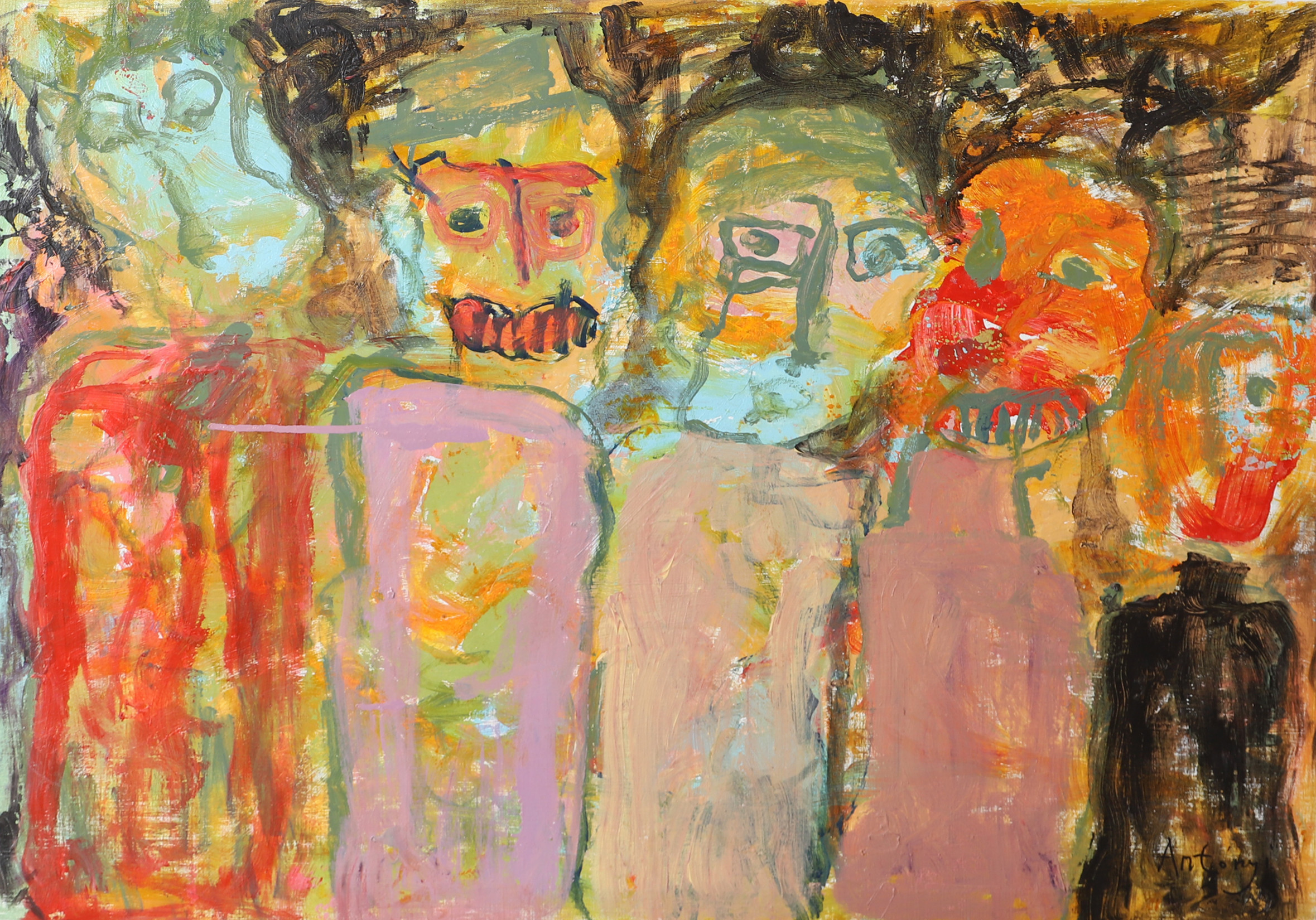 IMRE ANTONYI. Främmande atmosfär, olja på duk, signerad Antonyi.