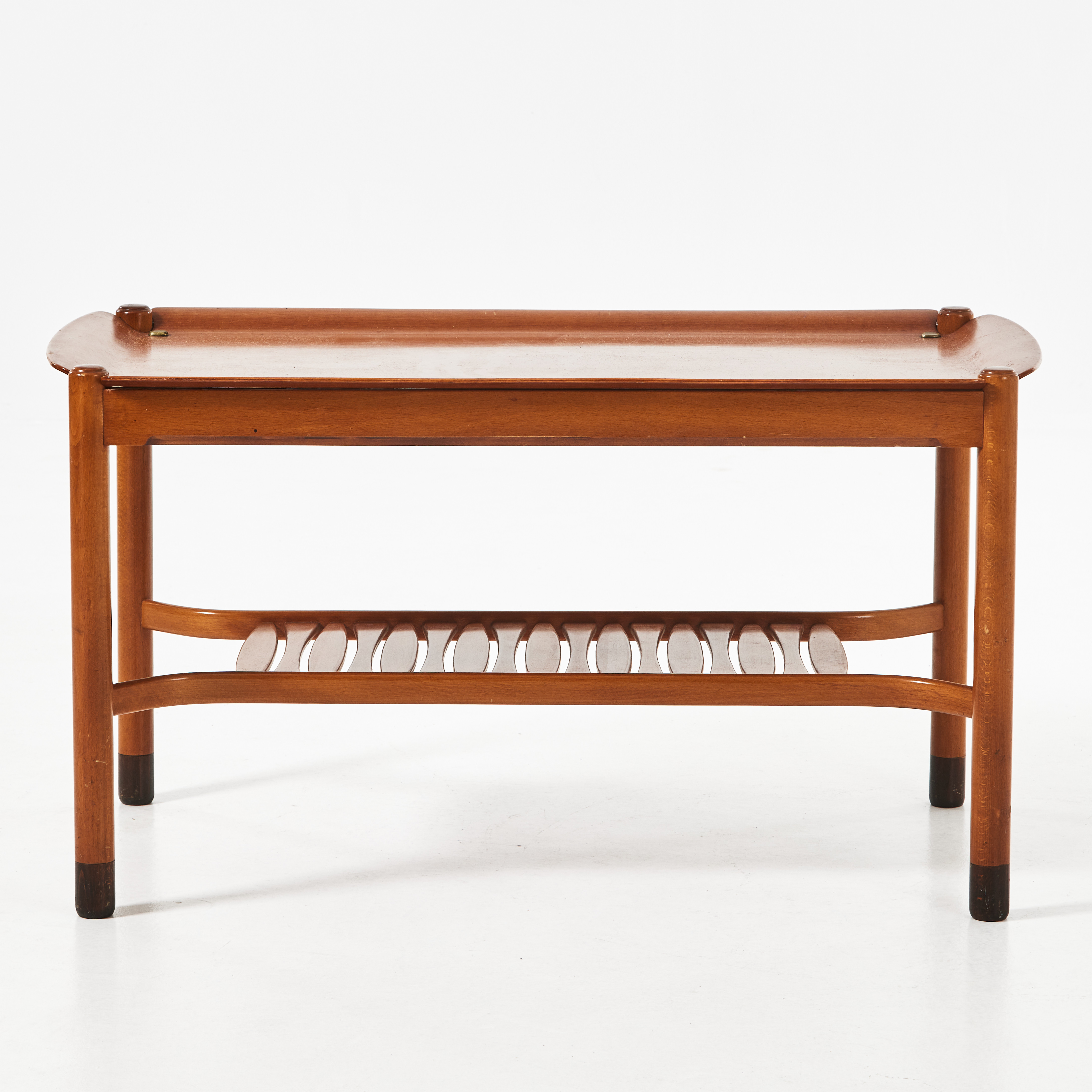 DAVID ROSÉN. Soffbord, "Futura", mahogny/bok, brickmärkt, Nordiska Kompaniet.