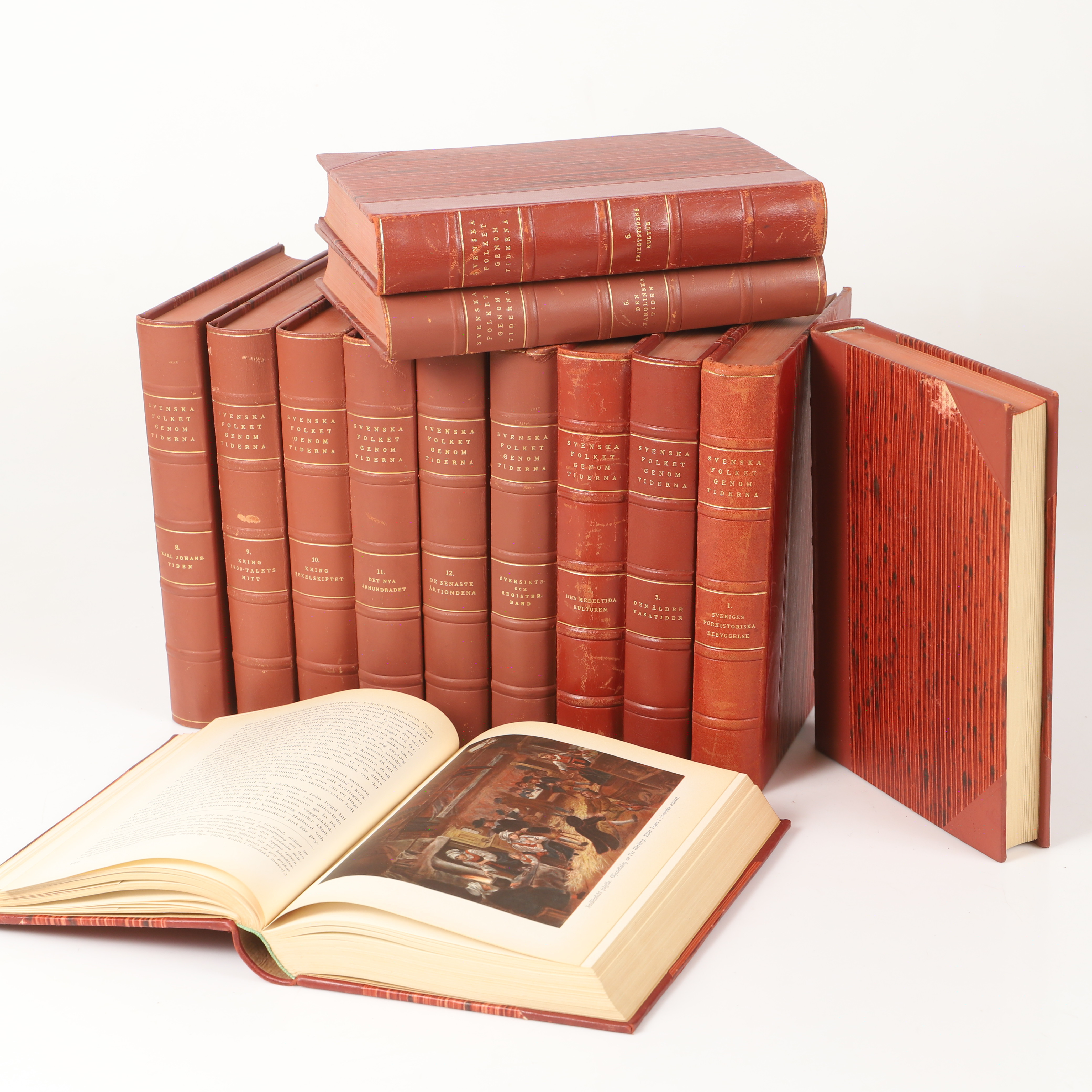 BÖCKER, 13 stycken, "Svenska folket genom tiderna", Tidskriftsförlaget Allhem A.B, Malmö.