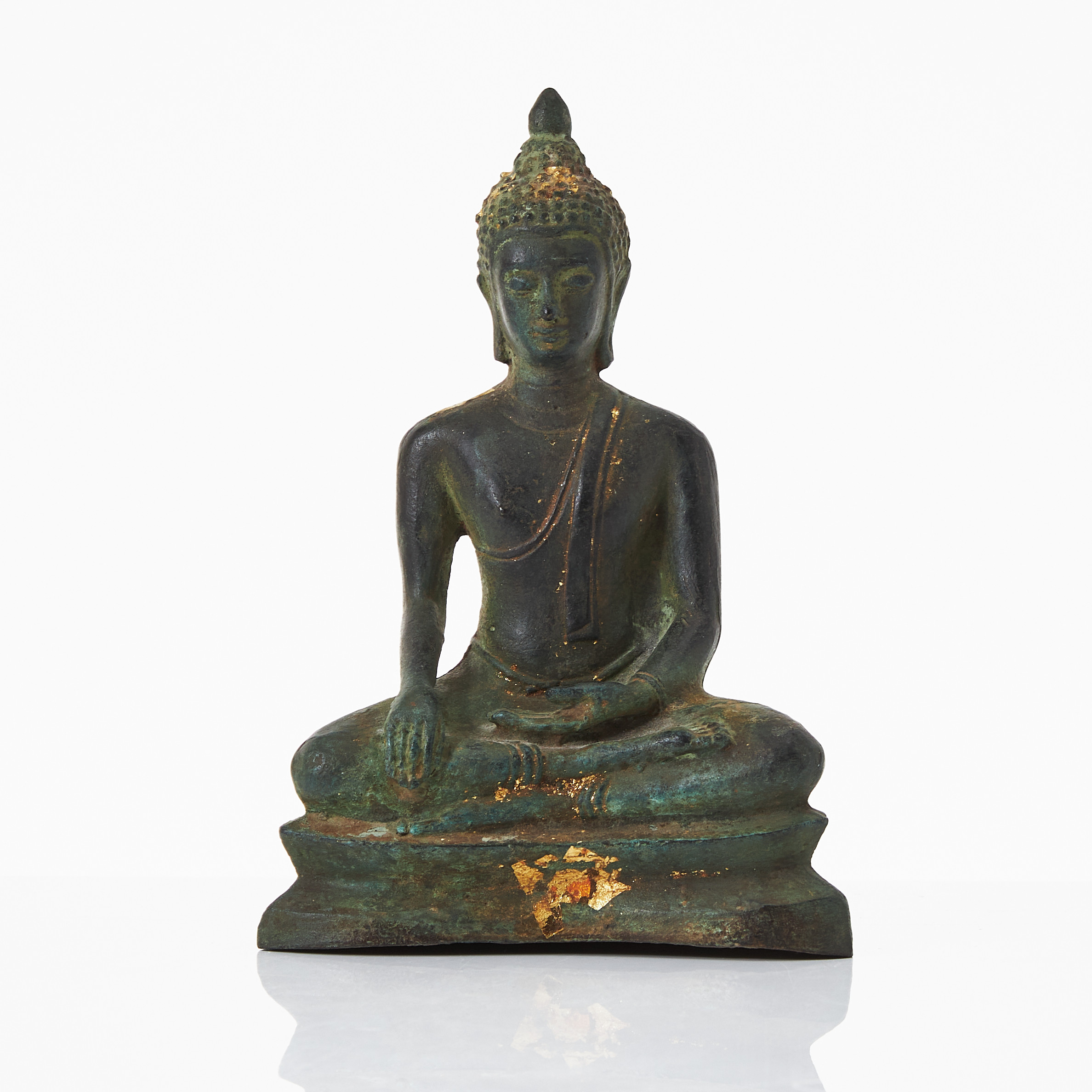 BUDDHA, brons, Thailand, 1900-tal, patinerad, spår av förgyllning.