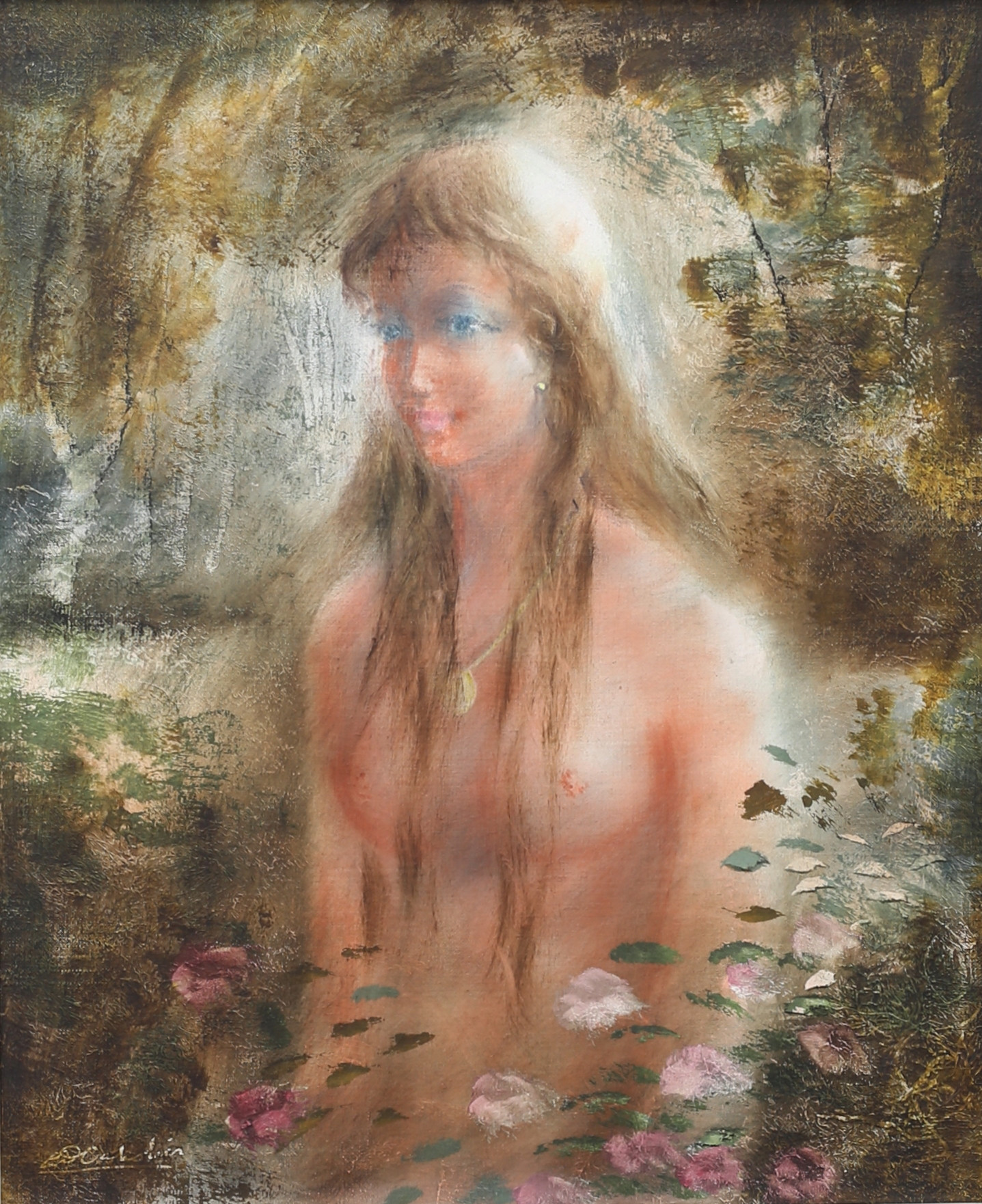 ENRIQUE CABROLIER. Kvinnofigur. Olja på duk, signerad.