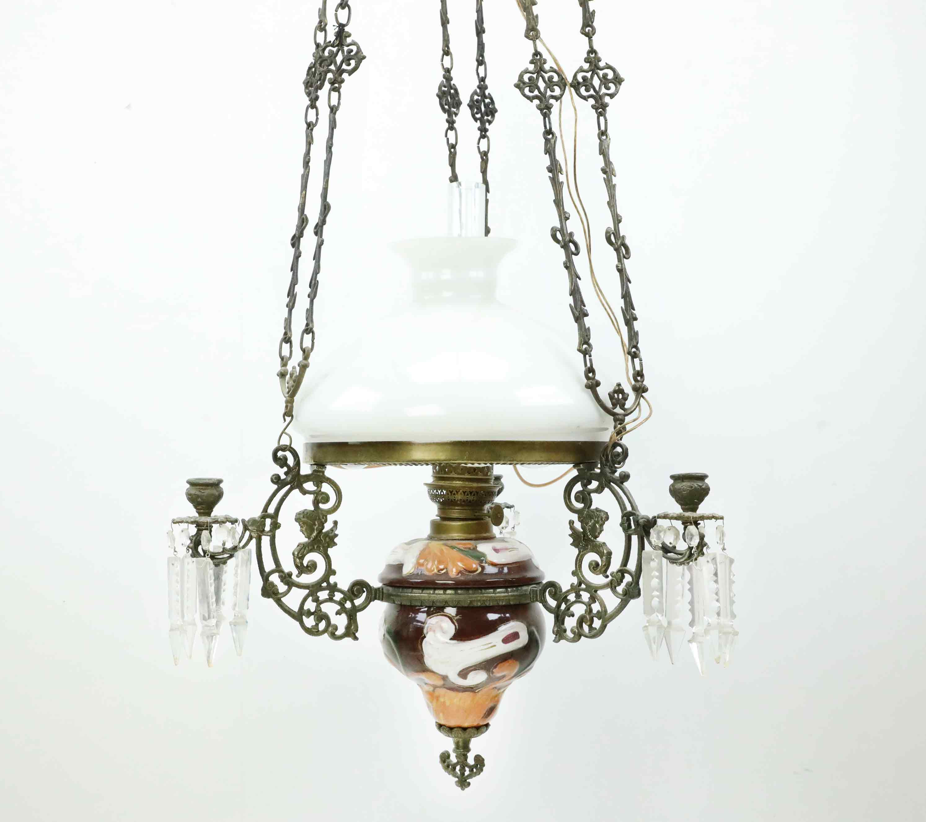 TAKLAMPA, majolika, 1800-tal.