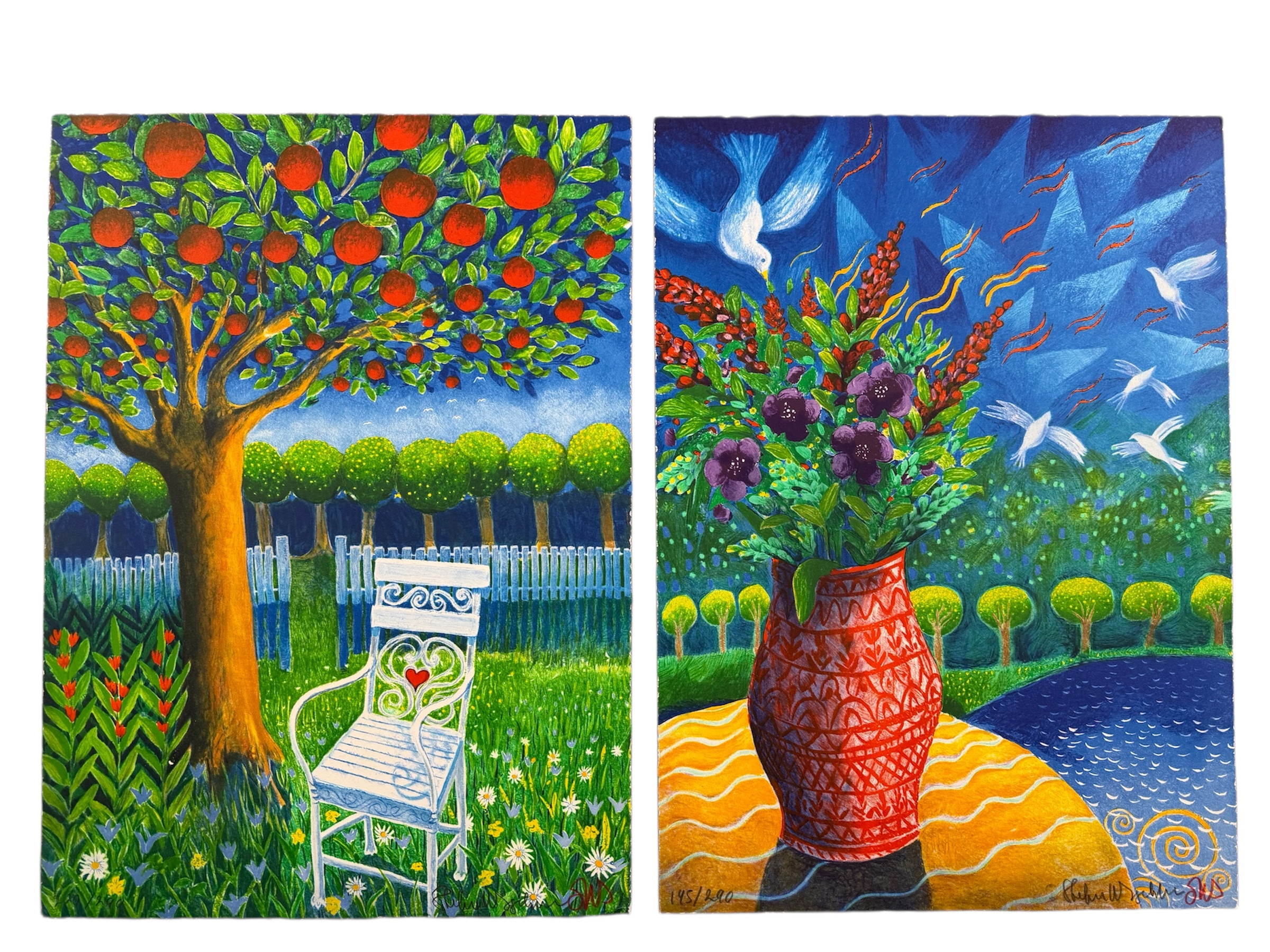 STEFAN W IGELSTRÖM (FÖDD 1953). Färglitografier, 2 st, själsliga landskap, numrerade och signerade 145/290 respektive 220/290.