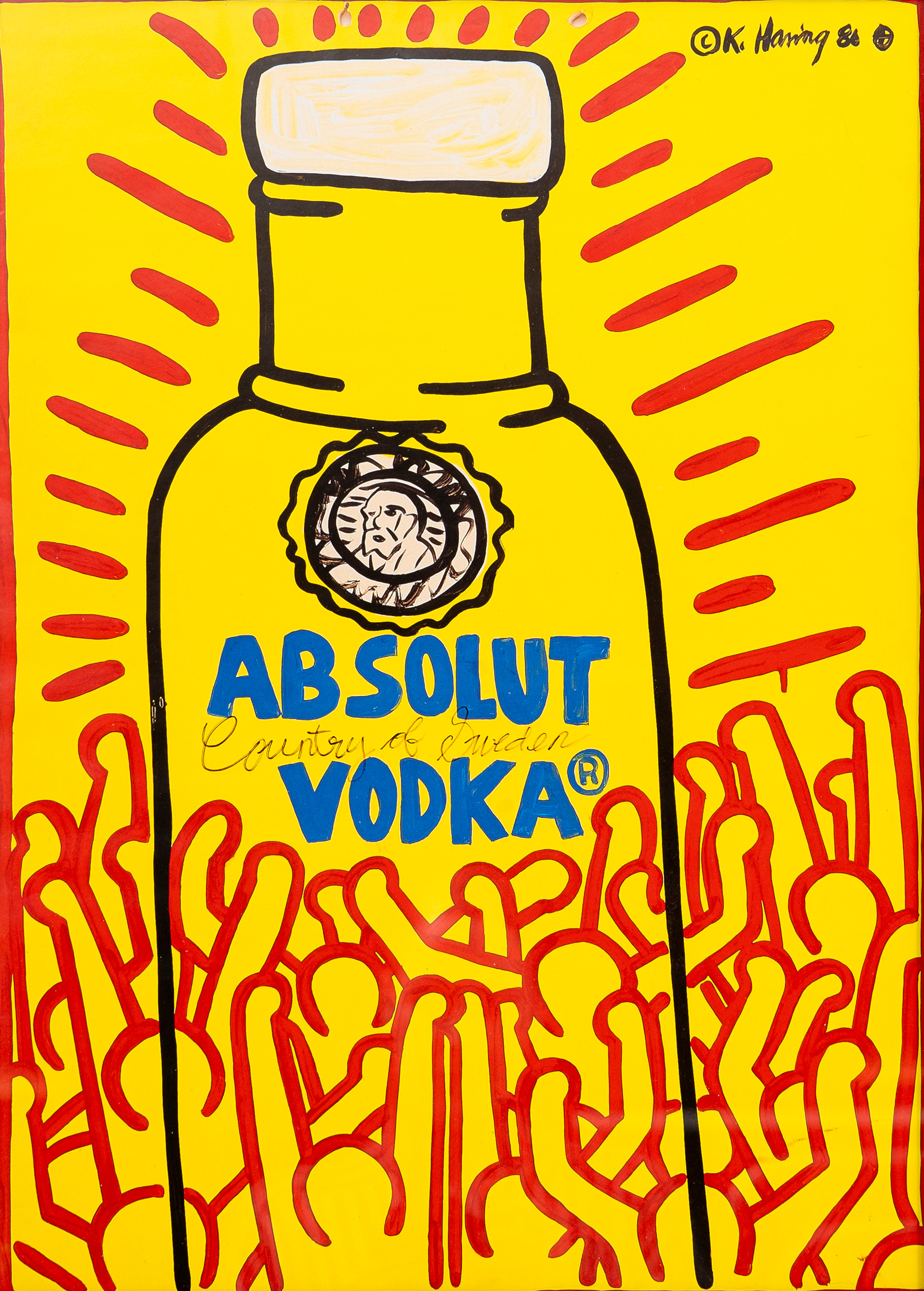 AFFISCH, Absolut Vodka, Country of Sweden, offset, efter Keith Haring, 86.