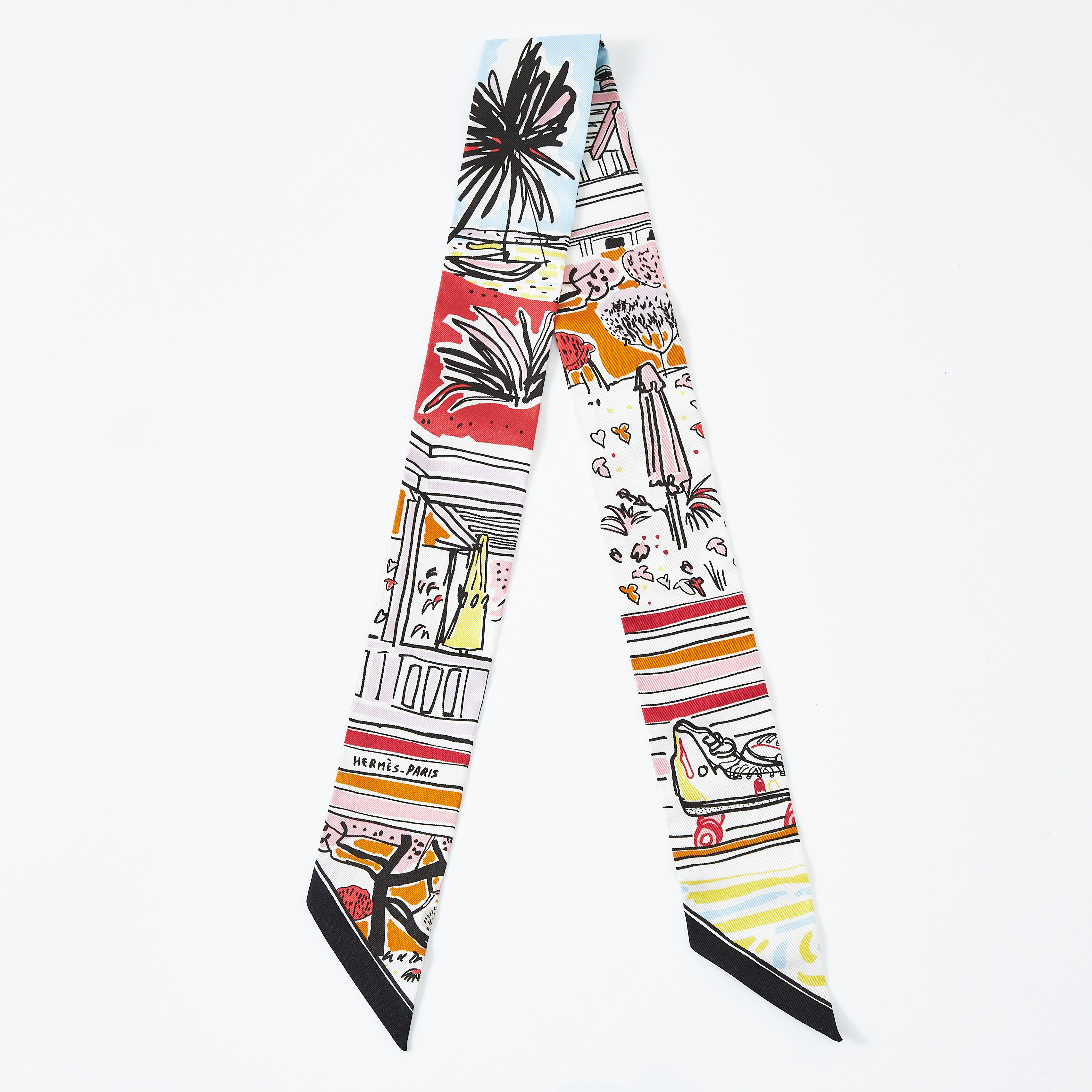 HERMÈS. "Rayures d'Ete", Twilly, siden, design Filipe Jardim.