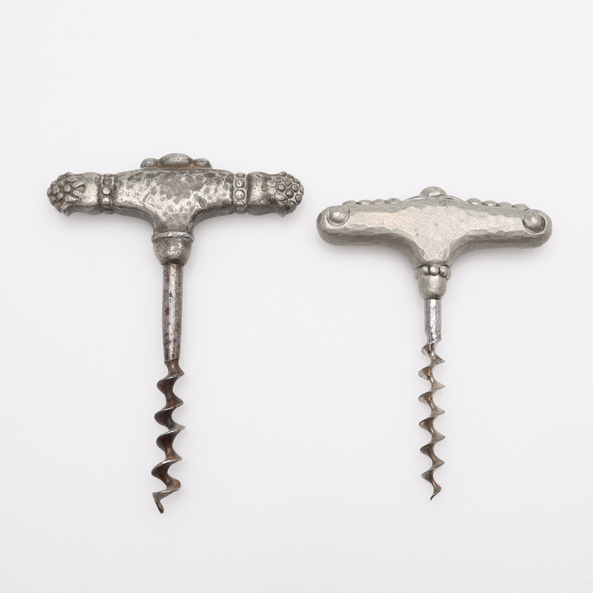 KORKSKRUVAR, 2 ST, Danmark, tenn och stål, 1920/30-tal.