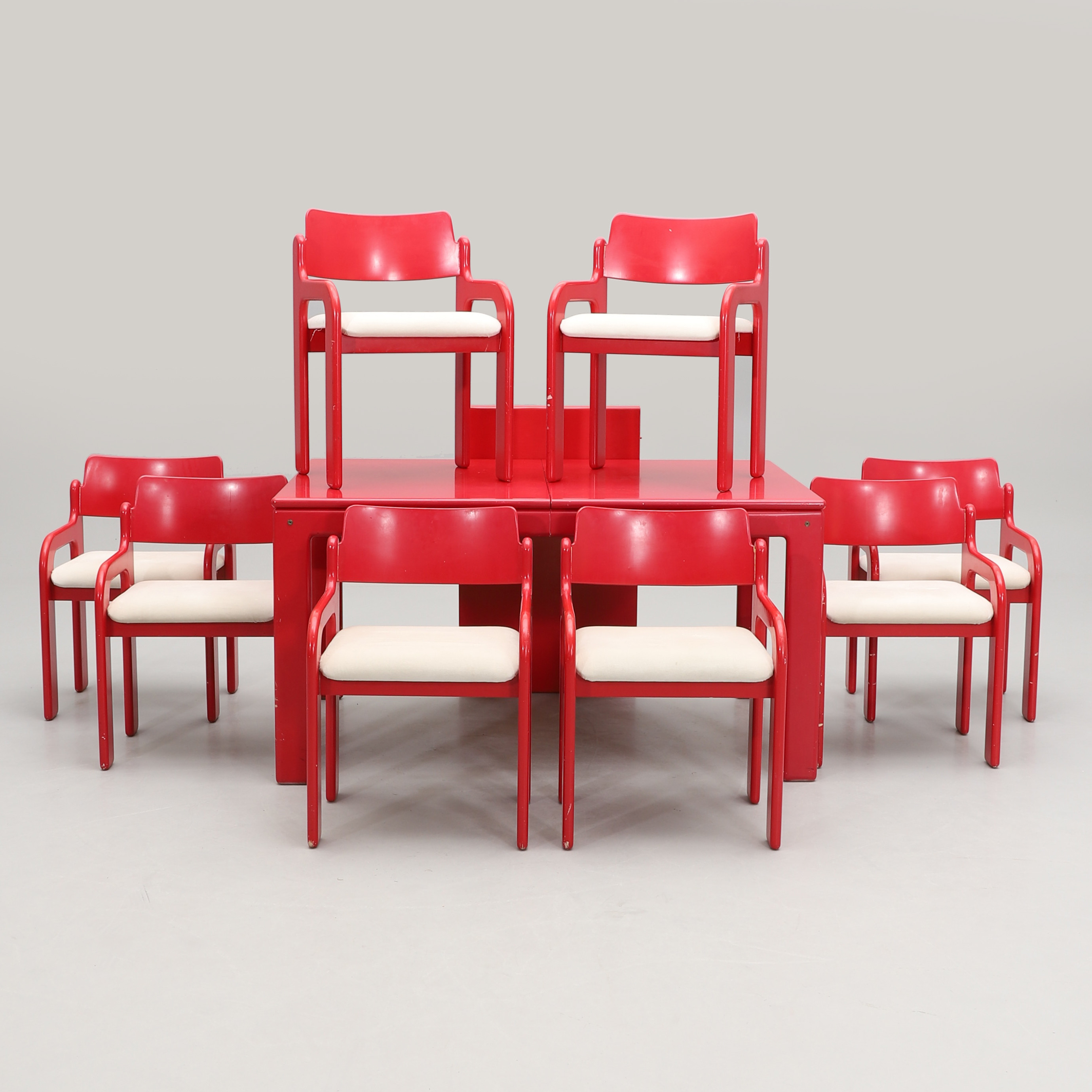 EERO AARNIO. Matgrupp, 9 delar, "Flamingo", Asko, 1970-tal.