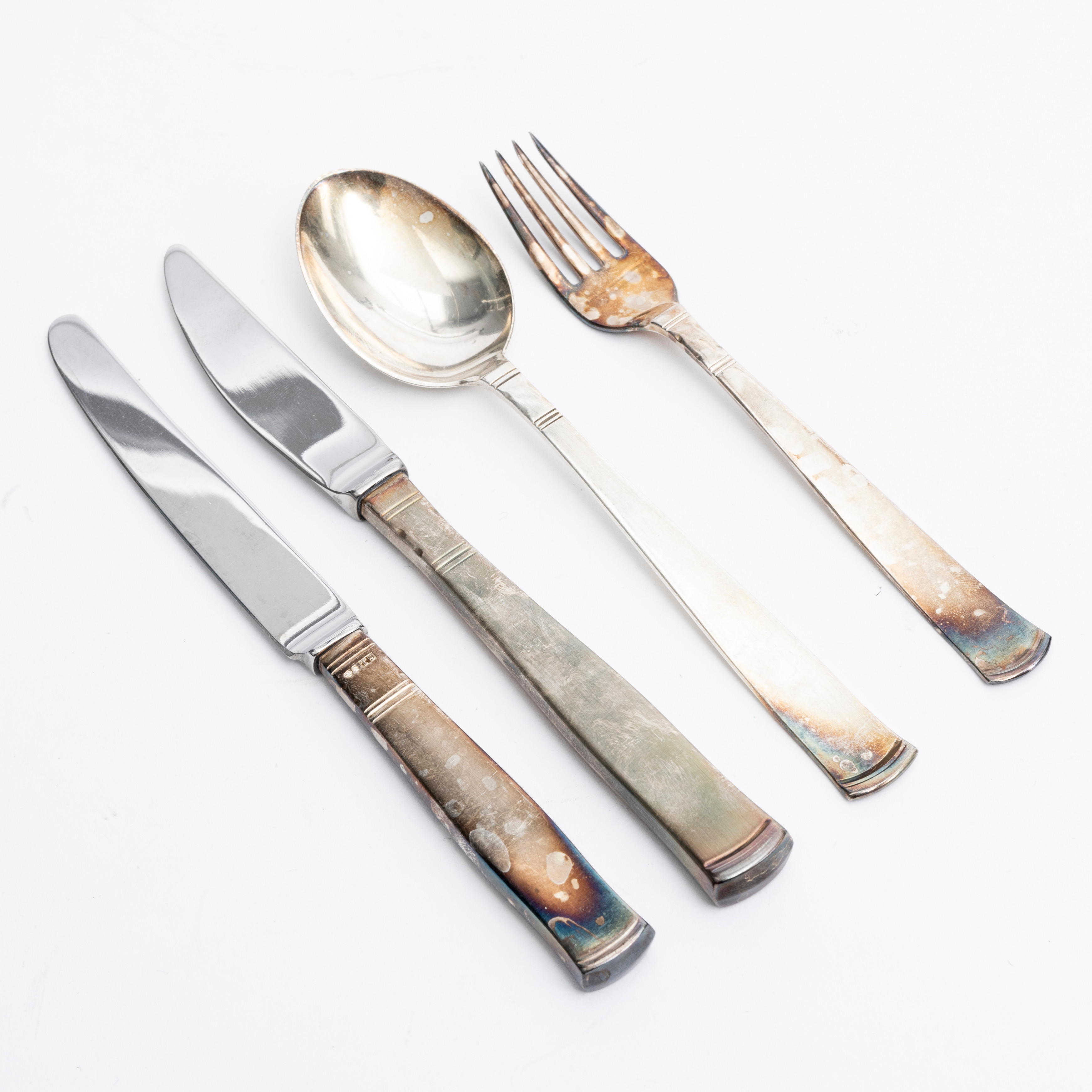 JACOB ÄNGMAN. Bestick, 22 delar, "Rosenholm", silver, GAB, Stockholm, 1966-94.