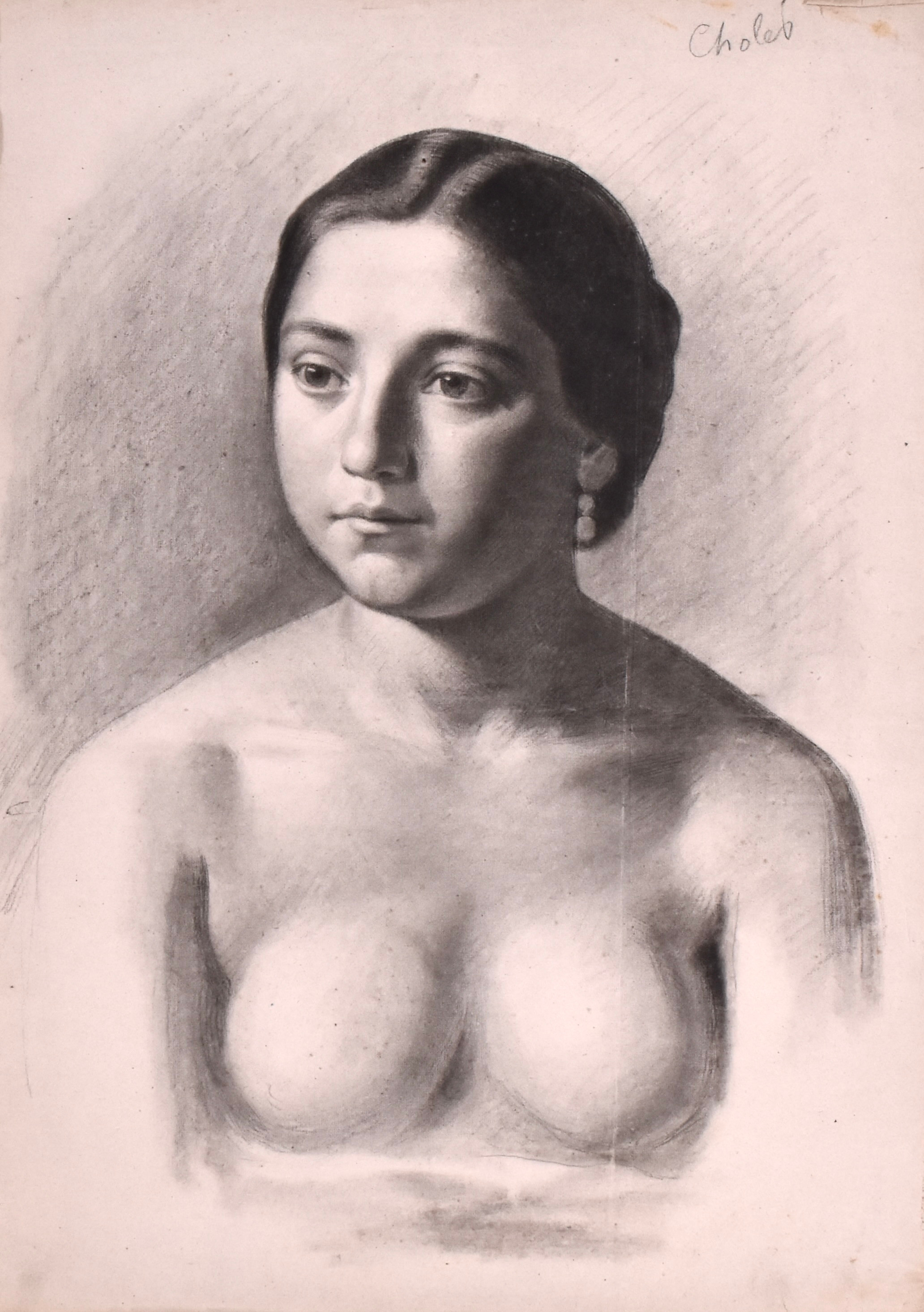 OKÄND KONSTNÄR. blyertsteckning, 1800-talets 2 hälft, akt.