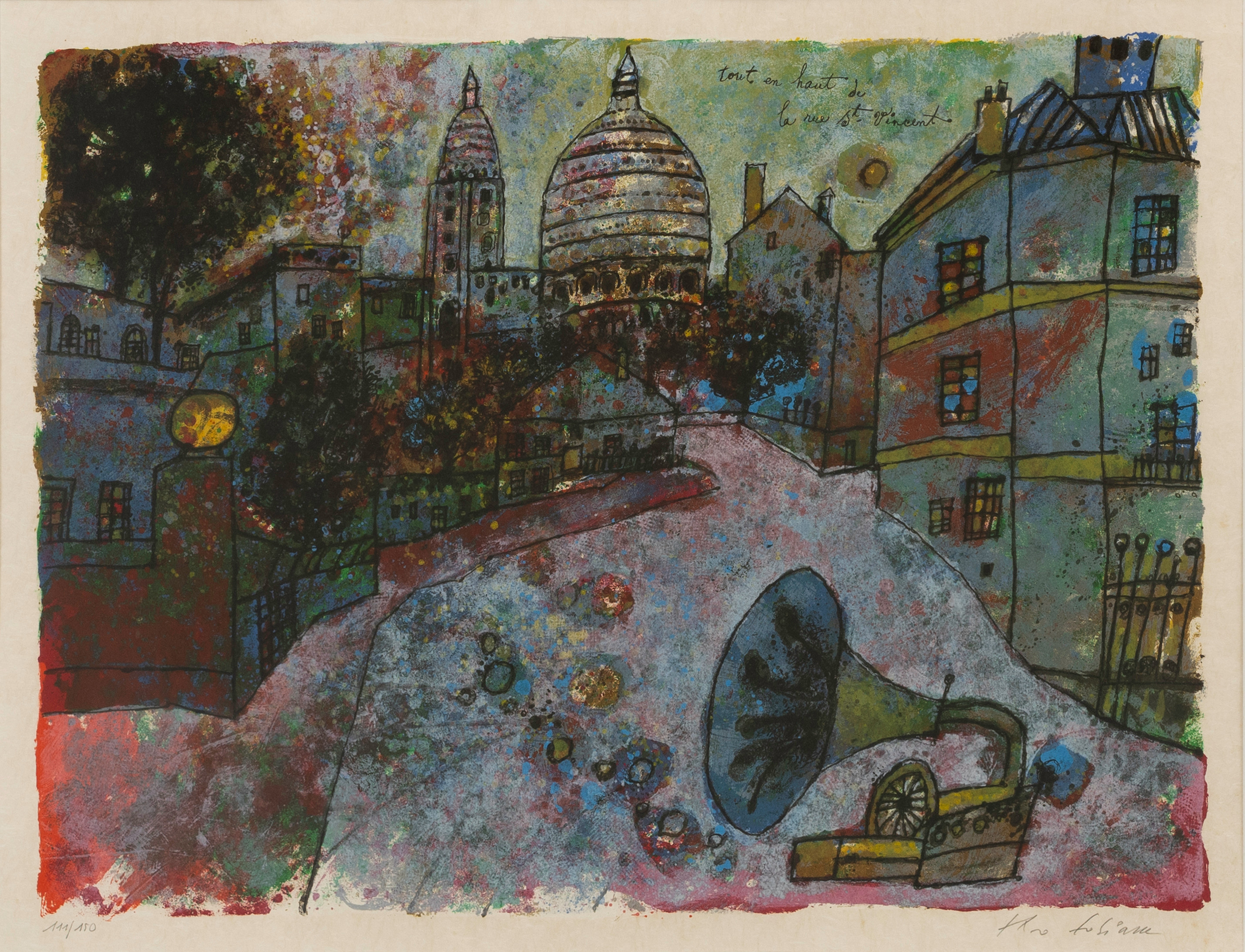 THÉO TOBIASSE. "Tout en haut de la rue St-Vincent", litografi på rispapper, signerad, numrerad 111/150.