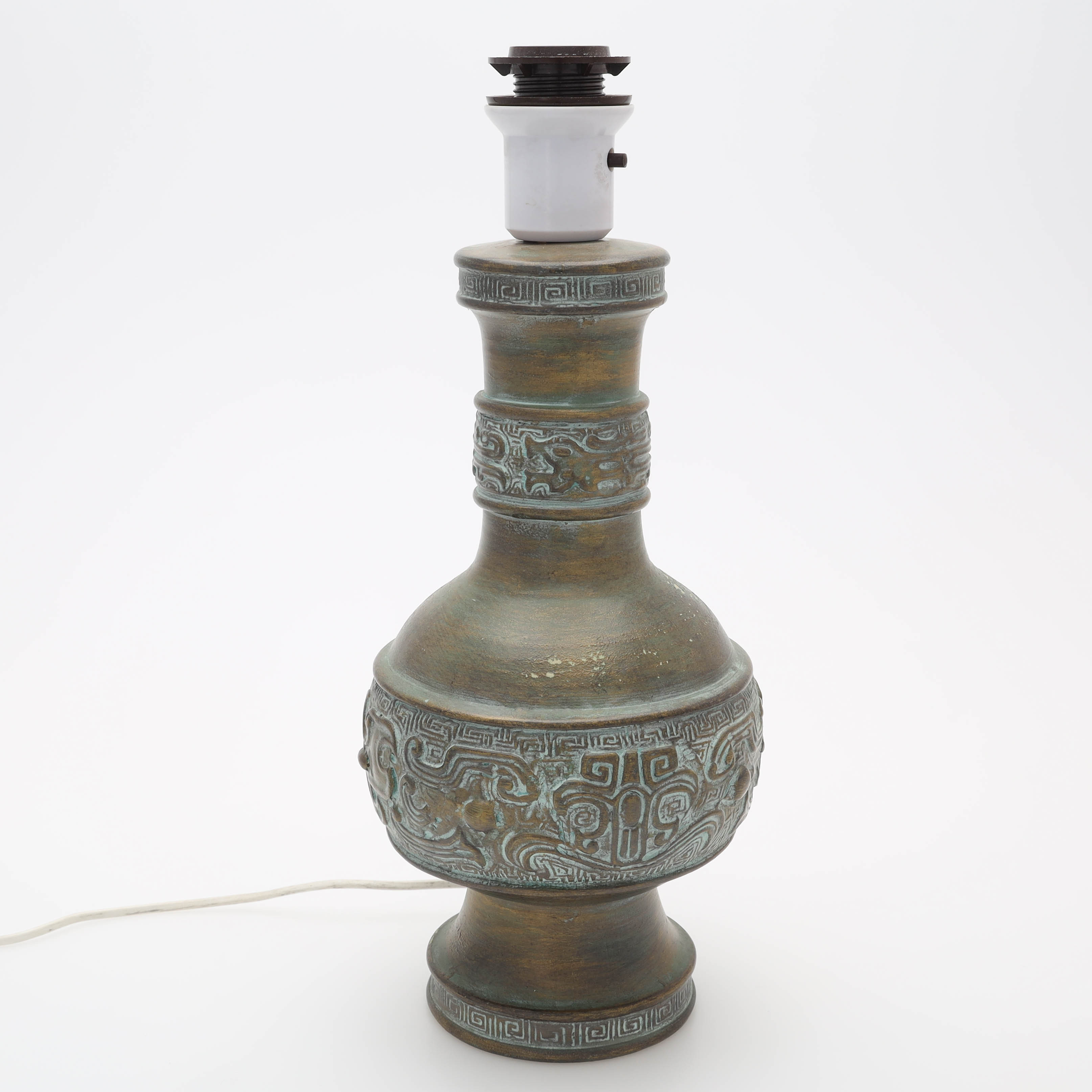 BORDSLAMPA, keramik, reliefdekor, Italien.