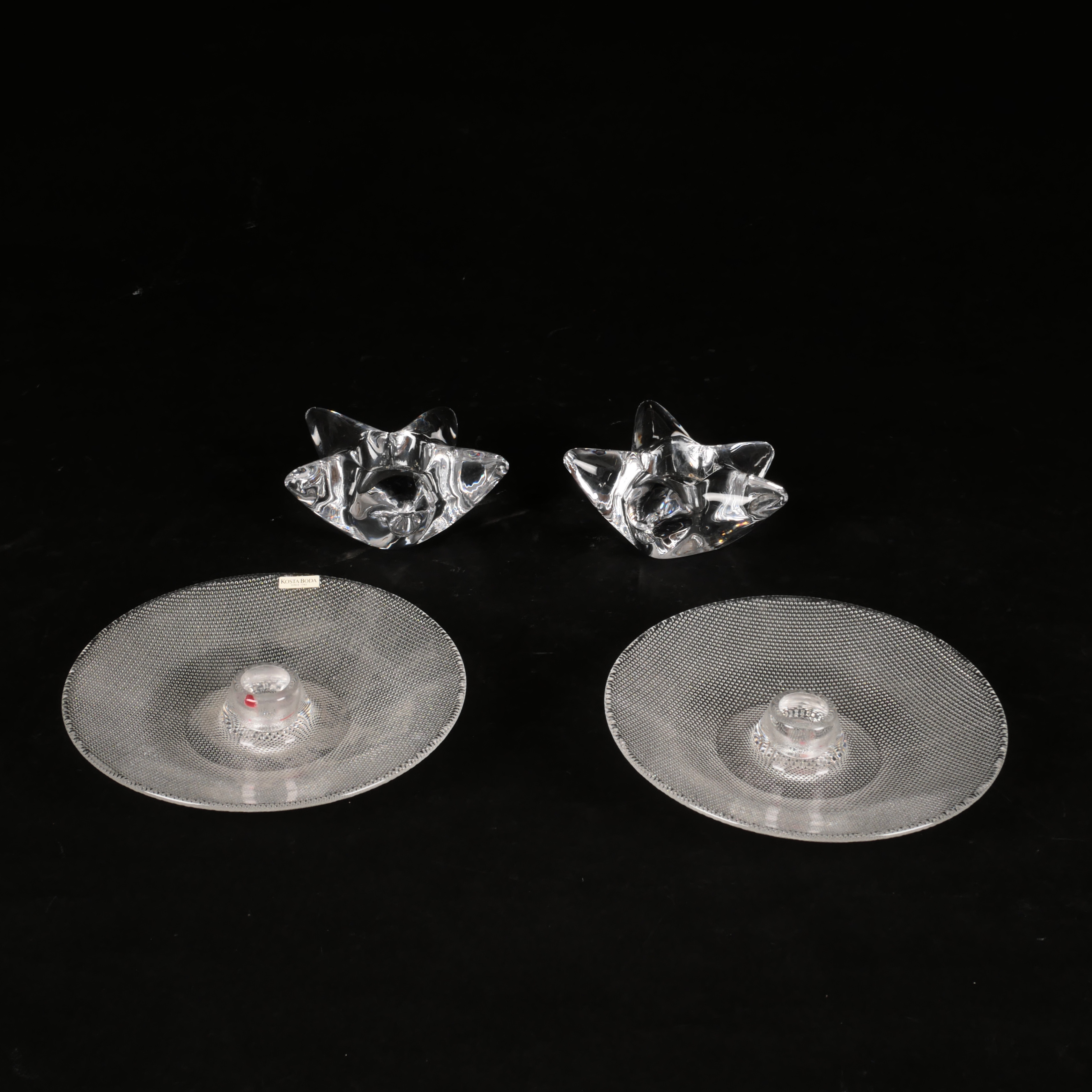 LJUSFAT OCH LJUSSTAKAR, 2+2 st, glas, "Limelight" Kosta Boda och "Starfish" Orrefors.