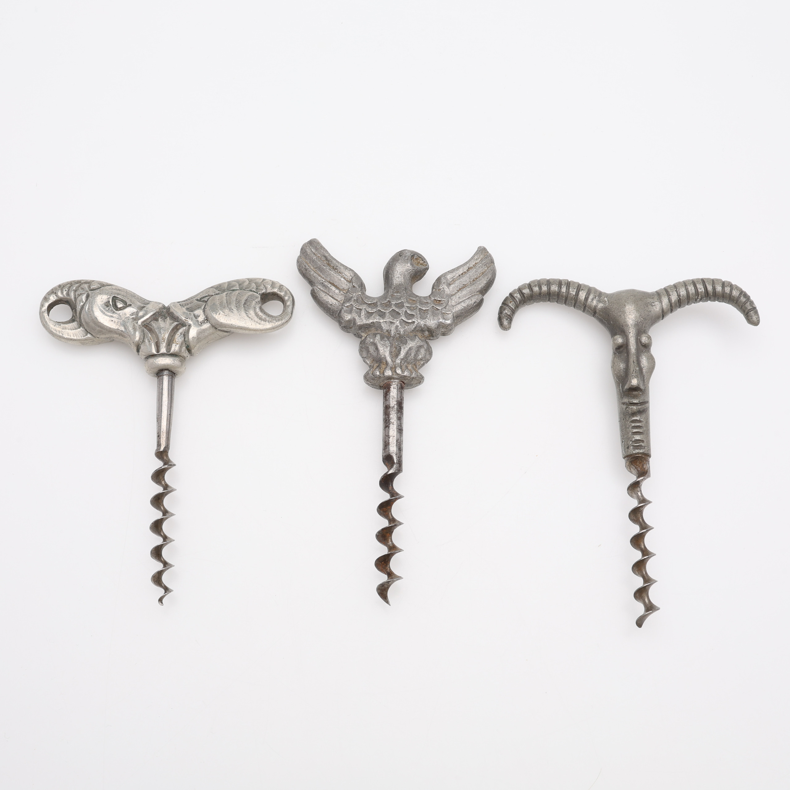 SKANDINAVISKA KORKSKRUVAR, 3 ST, tenn och stål, 1930-tal.