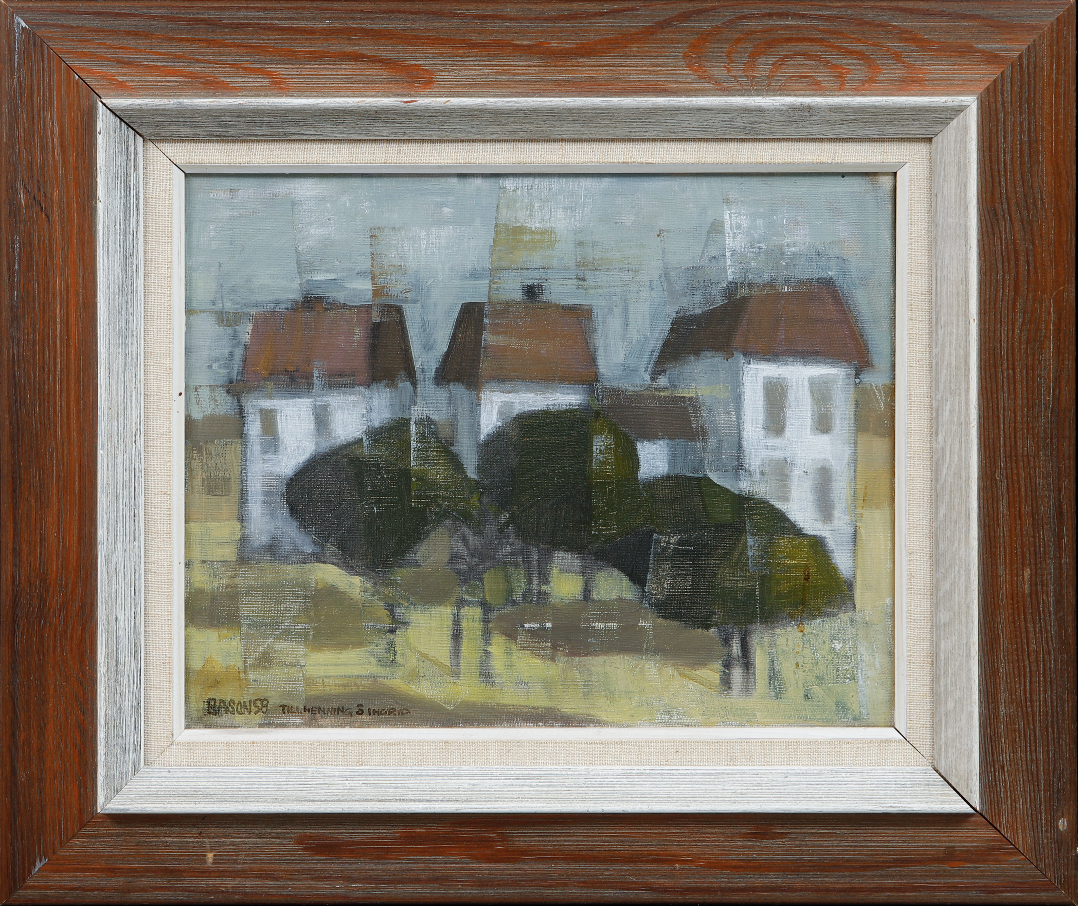 BENGT ANDERSSON RÅSSBYN. Hus och träd, olja på duk, signerad BASON 58.