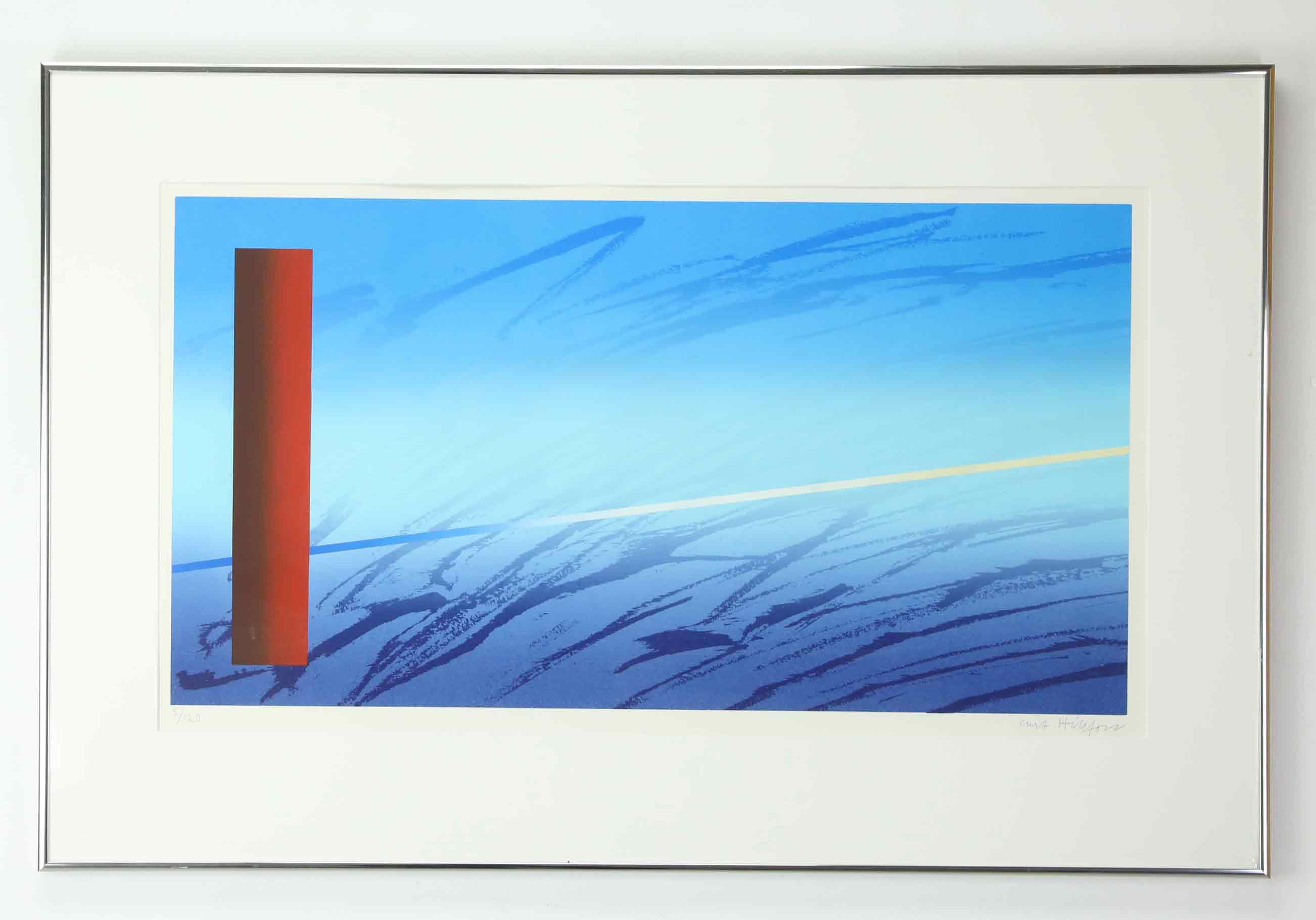 CURT HILLFON. Komposition, färglitografi, signerad och numrerad 5/120.