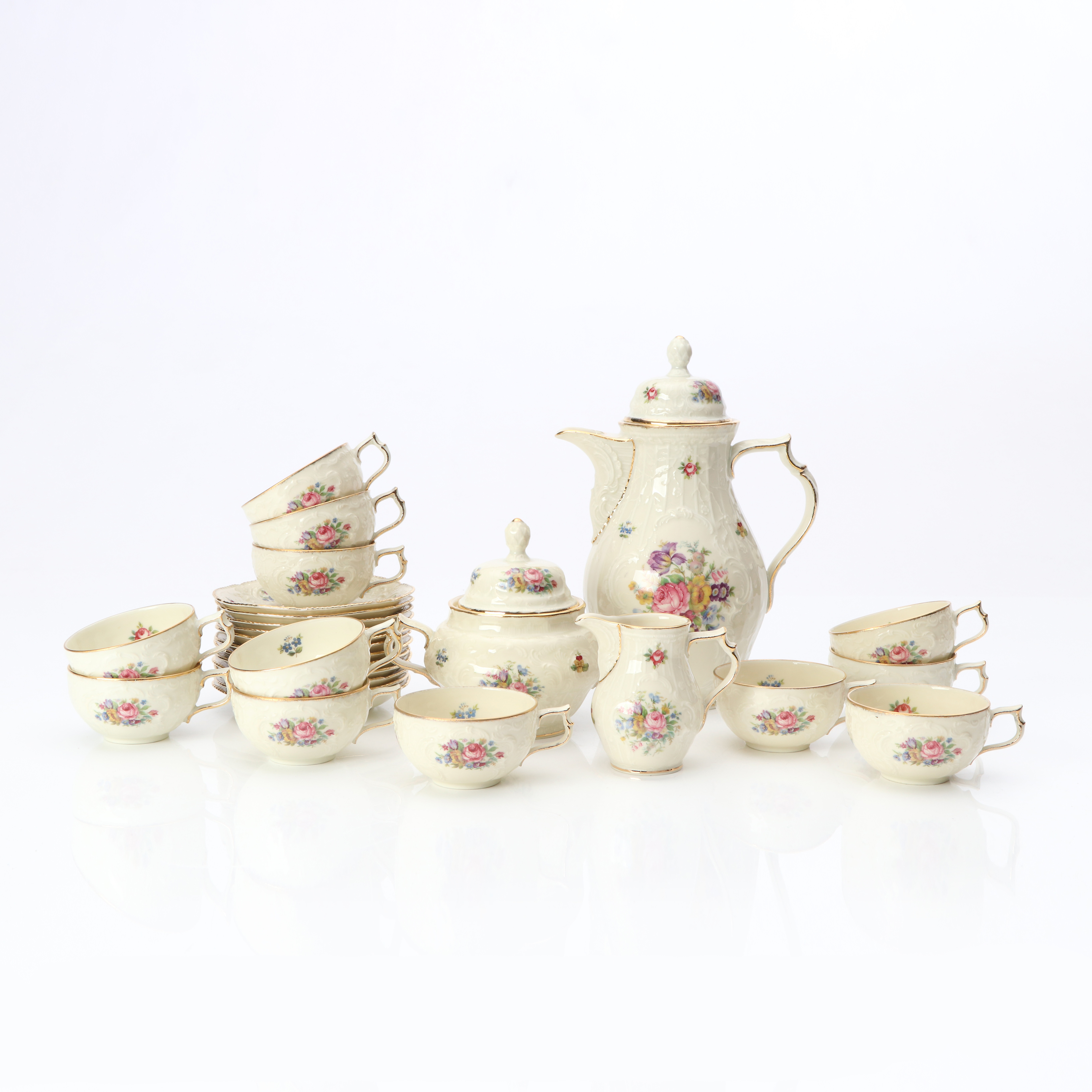 ROSENTHAL, MOCCASERVIS, 15 DELAR: Porslin. "Sanssouci".