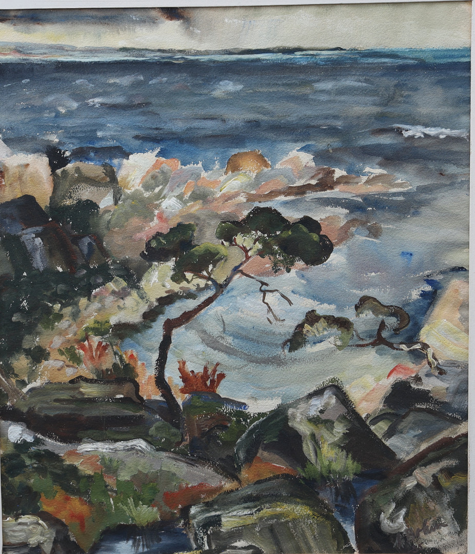 MARTHE BOHM. "Motiv från kråkön" akvarell, signerad och daterad 35.