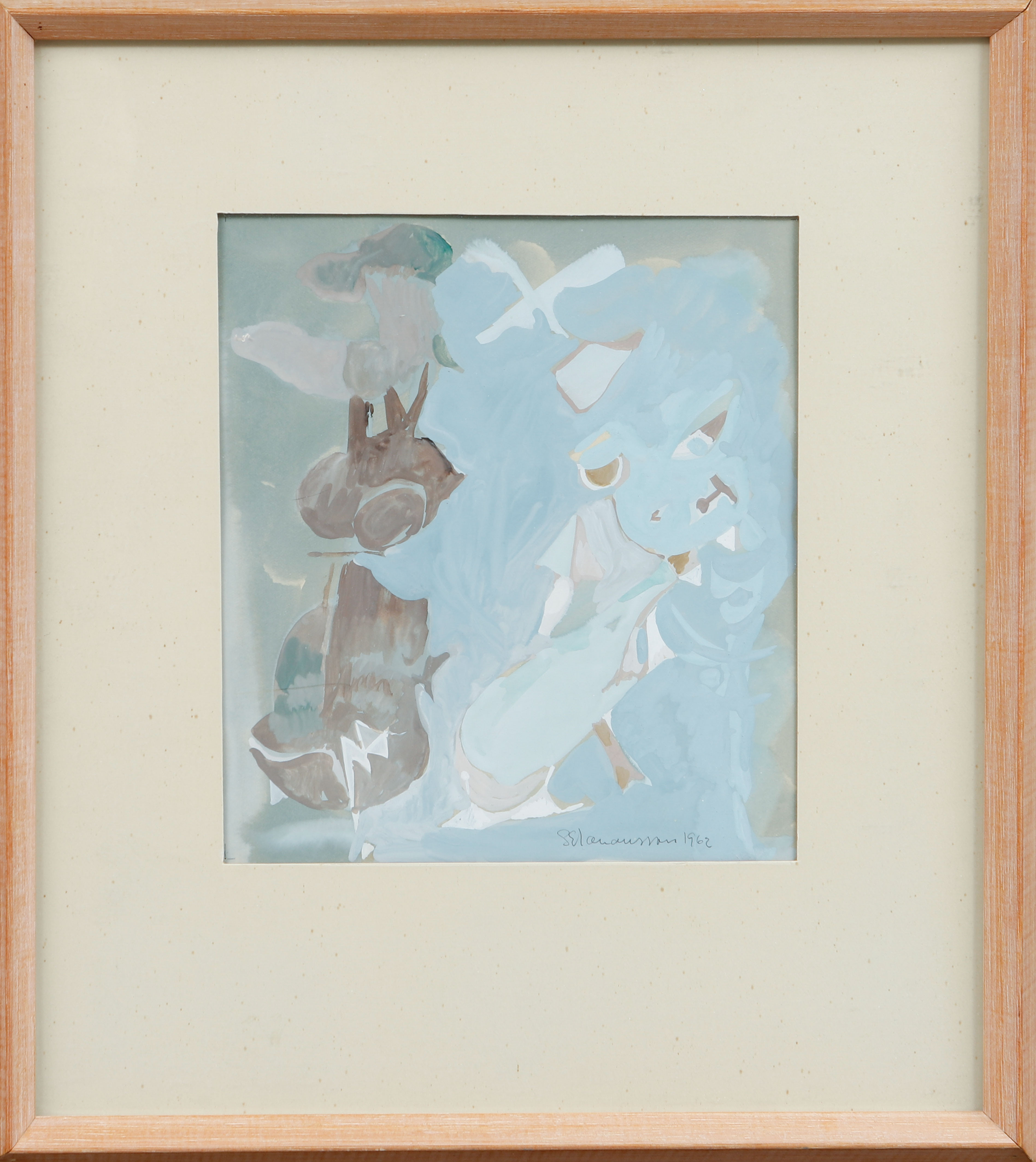 SVEN-ERIK JOHANSSON. Komposition, gouache, signerad och daterad 1962.