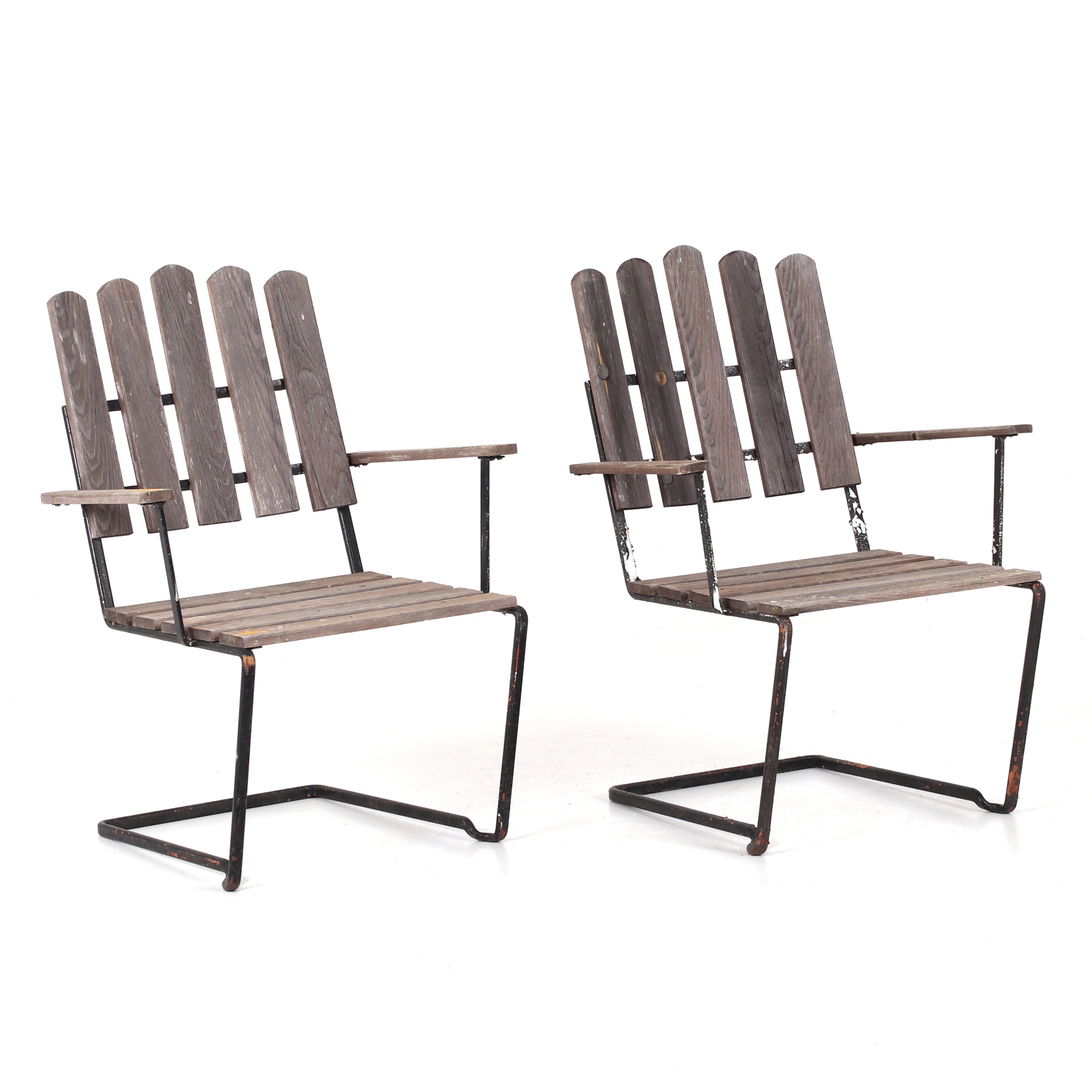 ARTUR LINDQVIST. Fåtöljer, 2 st, "modell A2", stål och trä, Grythyttan Stålmöbler, 1900-tal.